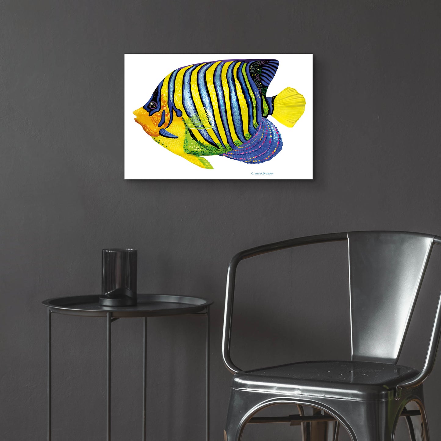 Epic Art 'Fish 2 Blue Yellow' by Olga and Alexey Drozdov, Acrylic Glass Wall Art,24x16