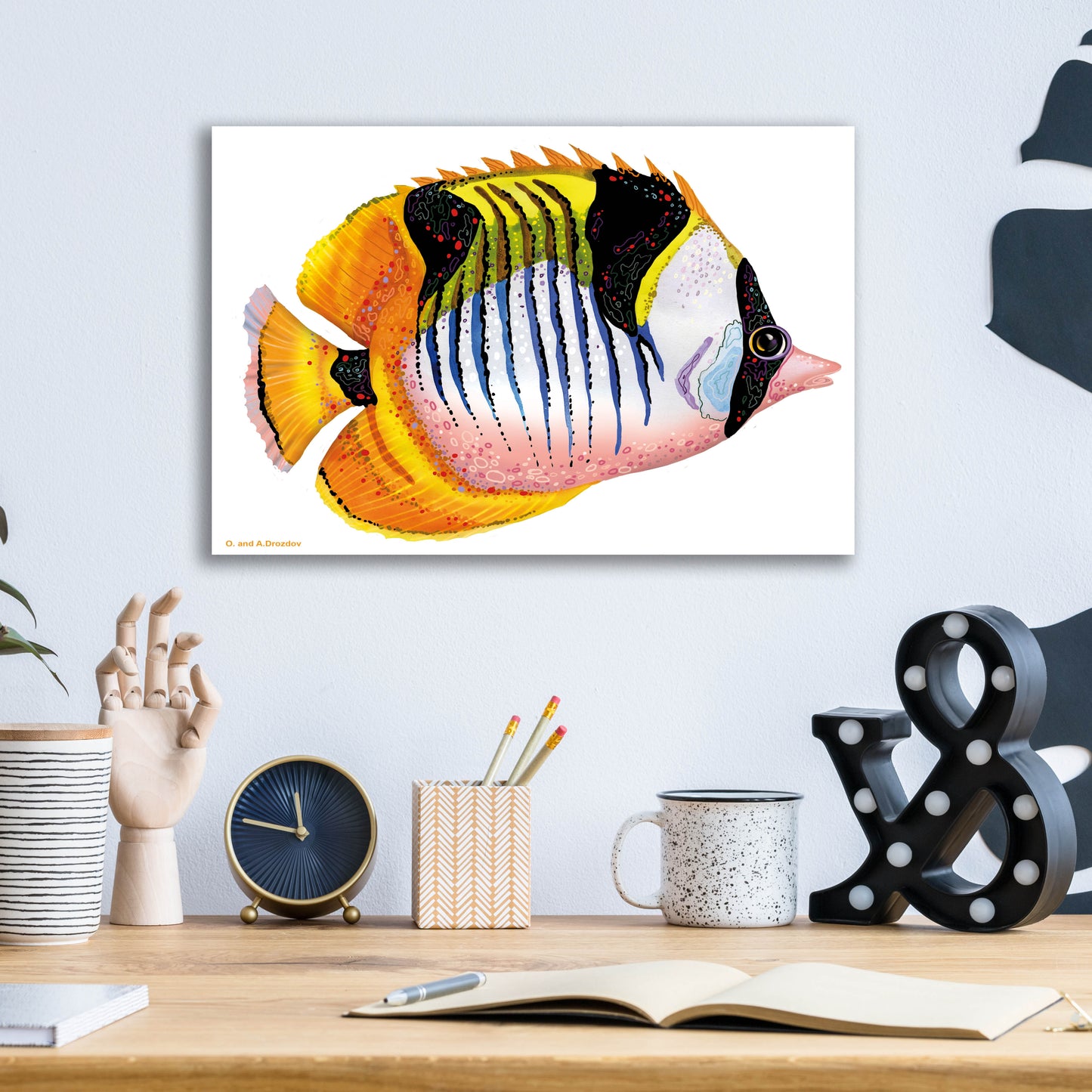 Epic Art 'Fish 1 Red Yellow' by Olga and Alexey Drozdov, Acrylic Glass Wall Art,16x12