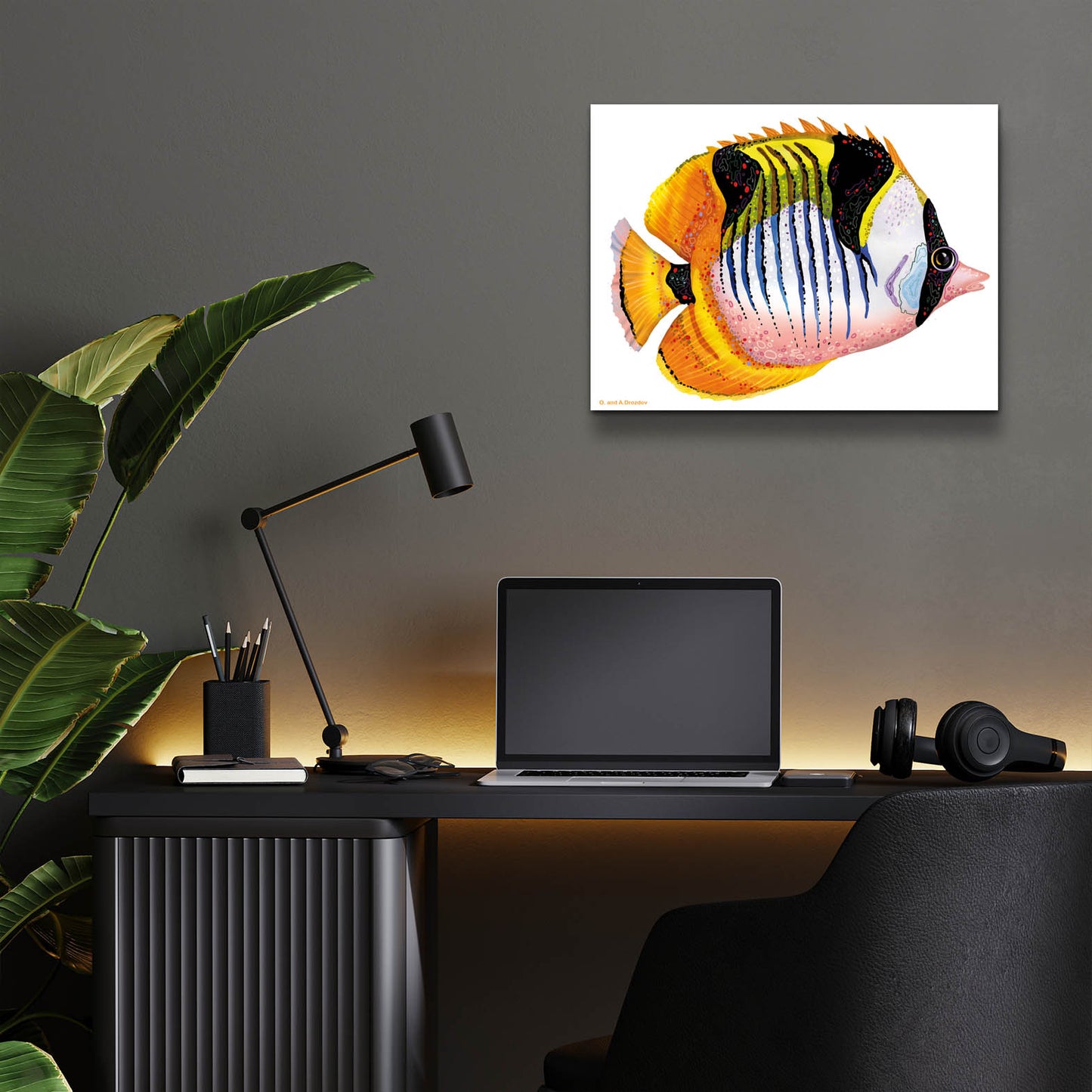 Epic Art 'Fish 1 Red Yellow' by Olga and Alexey Drozdov, Acrylic Glass Wall Art,16x12