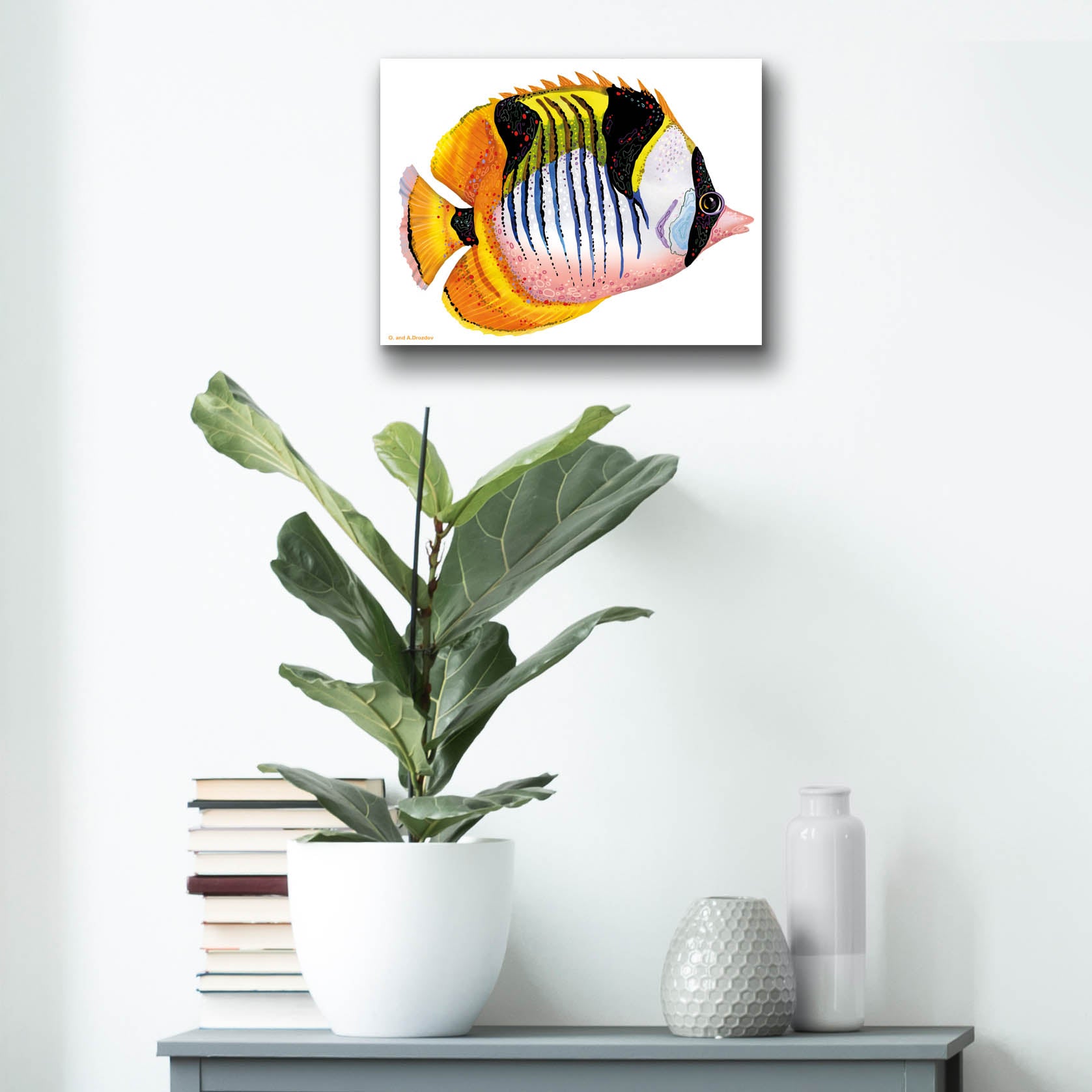 Epic Art 'Fish 1 Red Yellow' by Olga and Alexey Drozdov, Acrylic Glass Wall Art,16x12