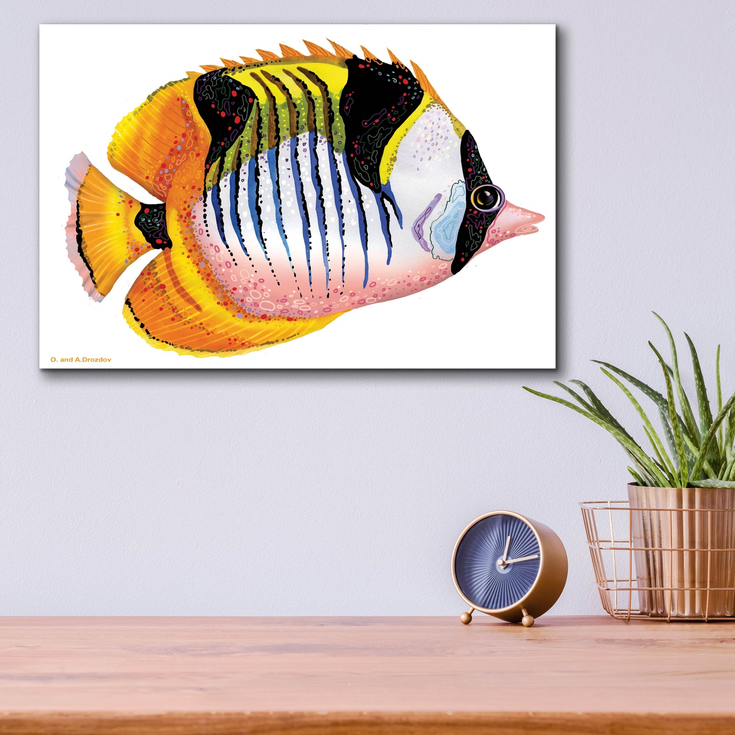 Epic Art 'Fish 1 Red Yellow' by Olga and Alexey Drozdov, Acrylic Glass Wall Art,16x12