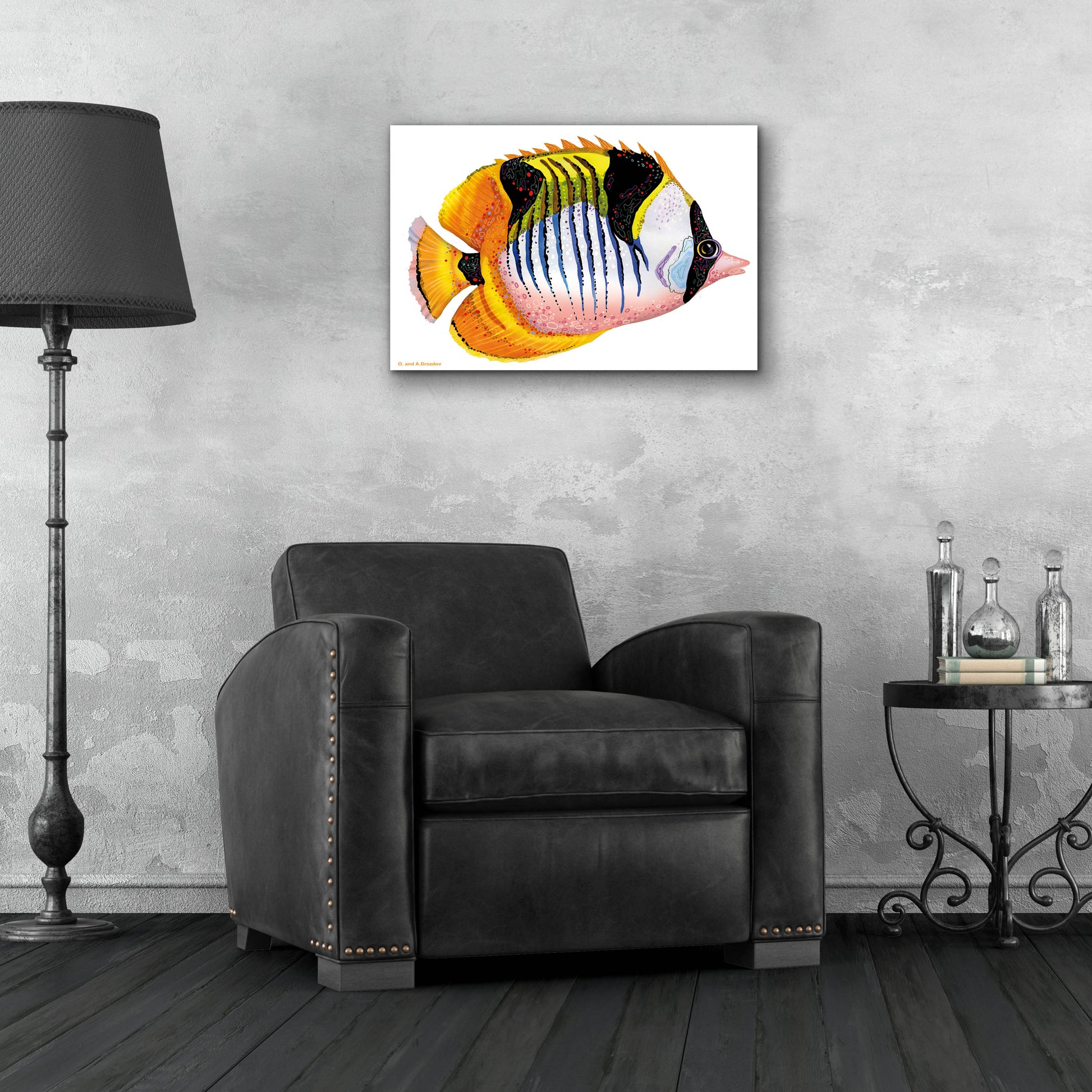 Epic Art 'Fish 1 Red Yellow' by Olga and Alexey Drozdov, Acrylic Glass Wall Art,24x16