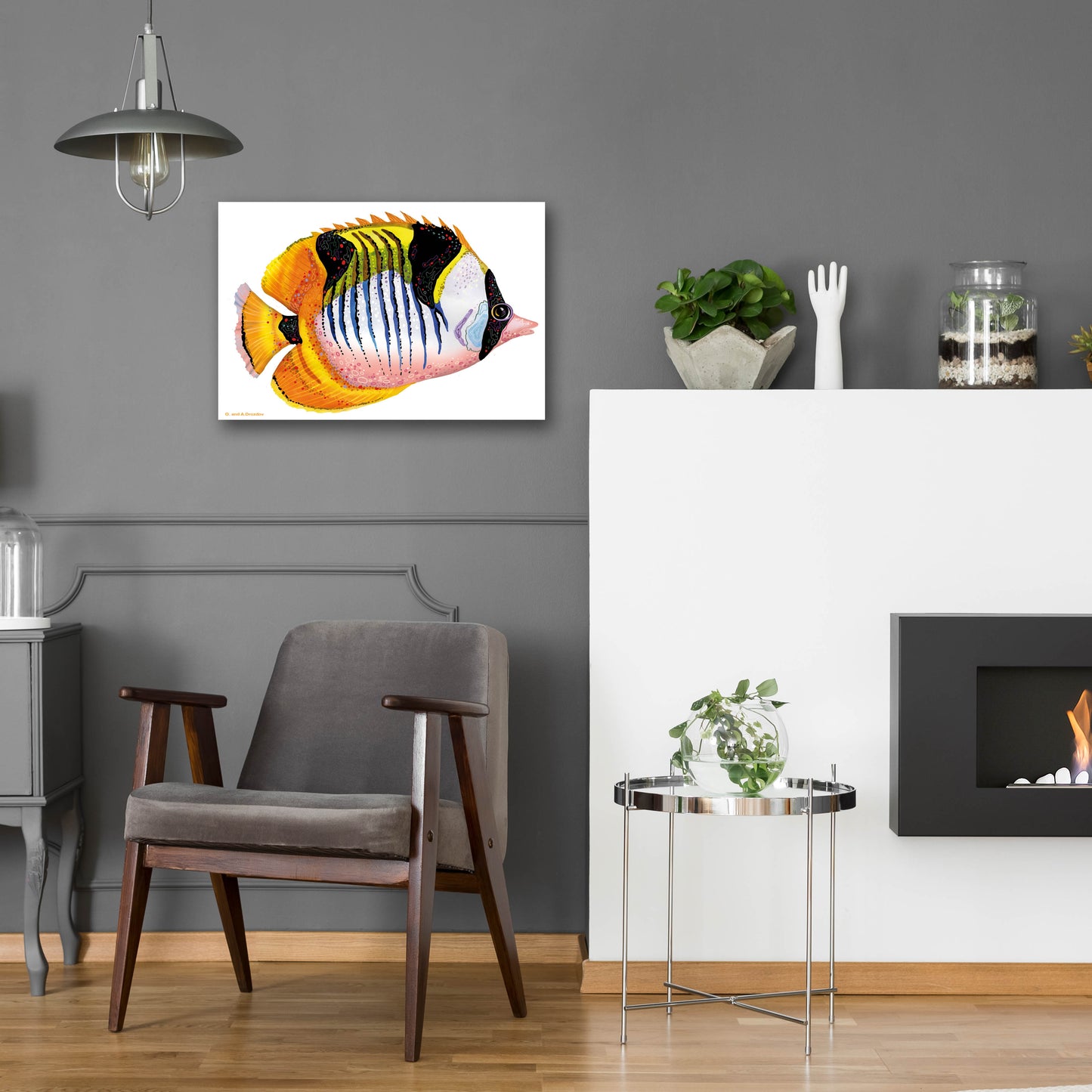 Epic Art 'Fish 1 Red Yellow' by Olga and Alexey Drozdov, Acrylic Glass Wall Art,24x16