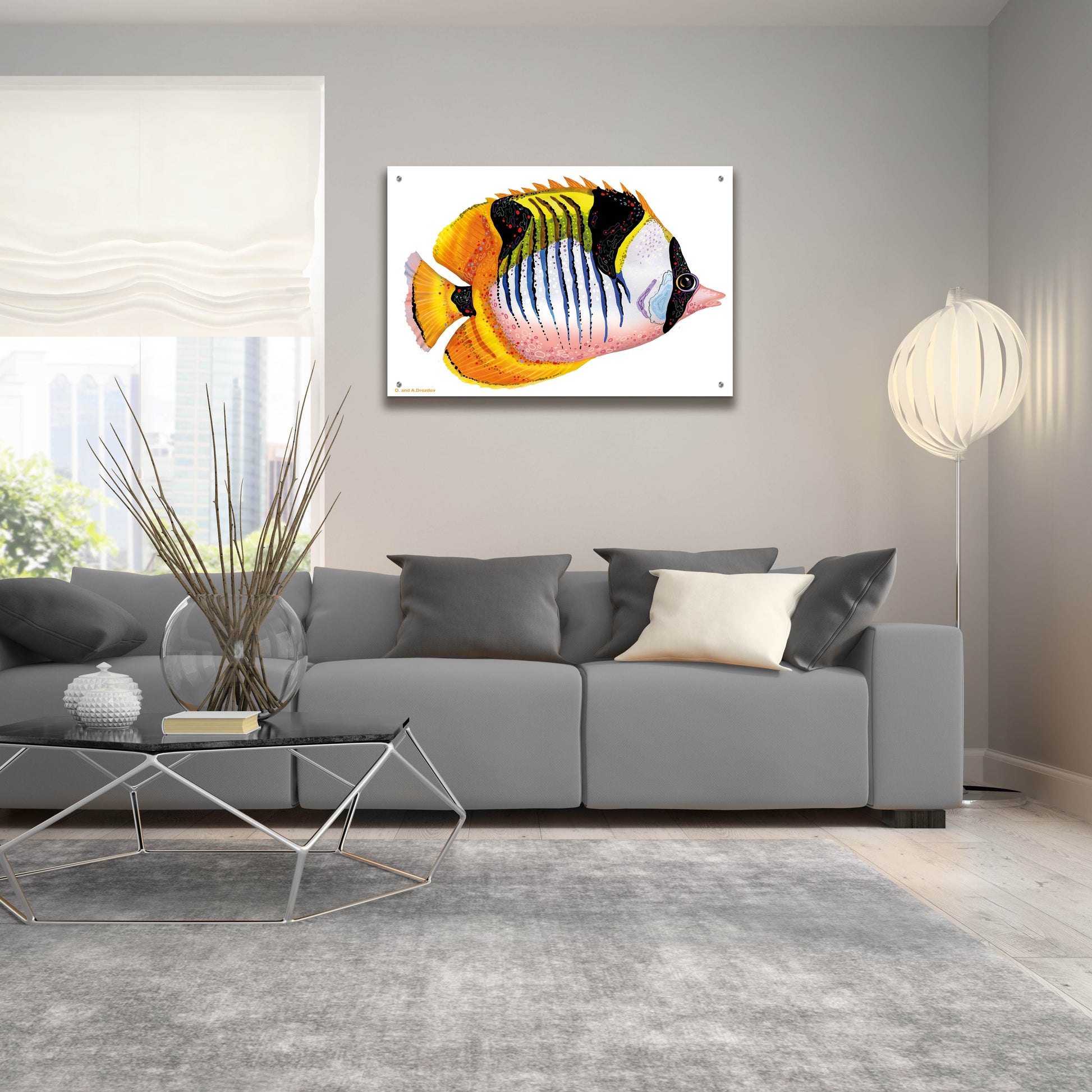 Epic Art 'Fish 1 Red Yellow' by Olga and Alexey Drozdov, Acrylic Glass Wall Art,36x24