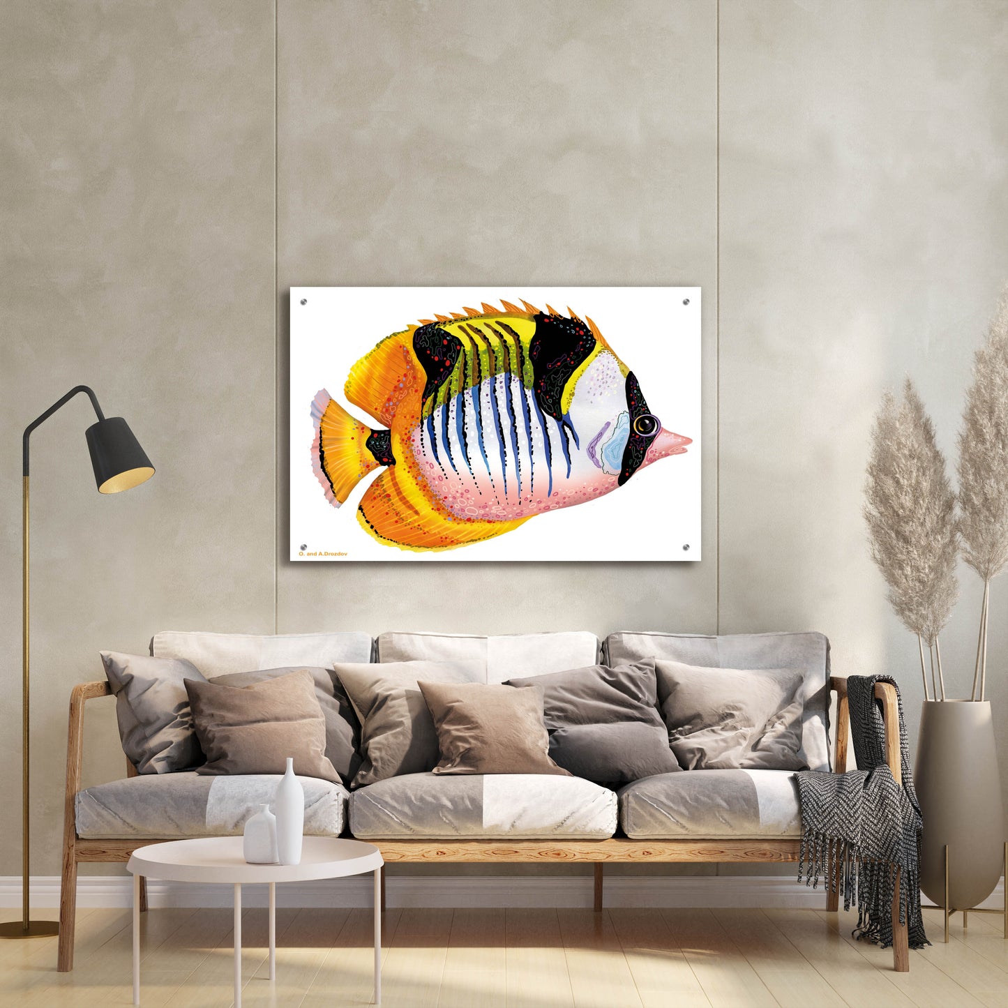 Epic Art 'Fish 1 Red Yellow' by Olga and Alexey Drozdov, Acrylic Glass Wall Art,36x24