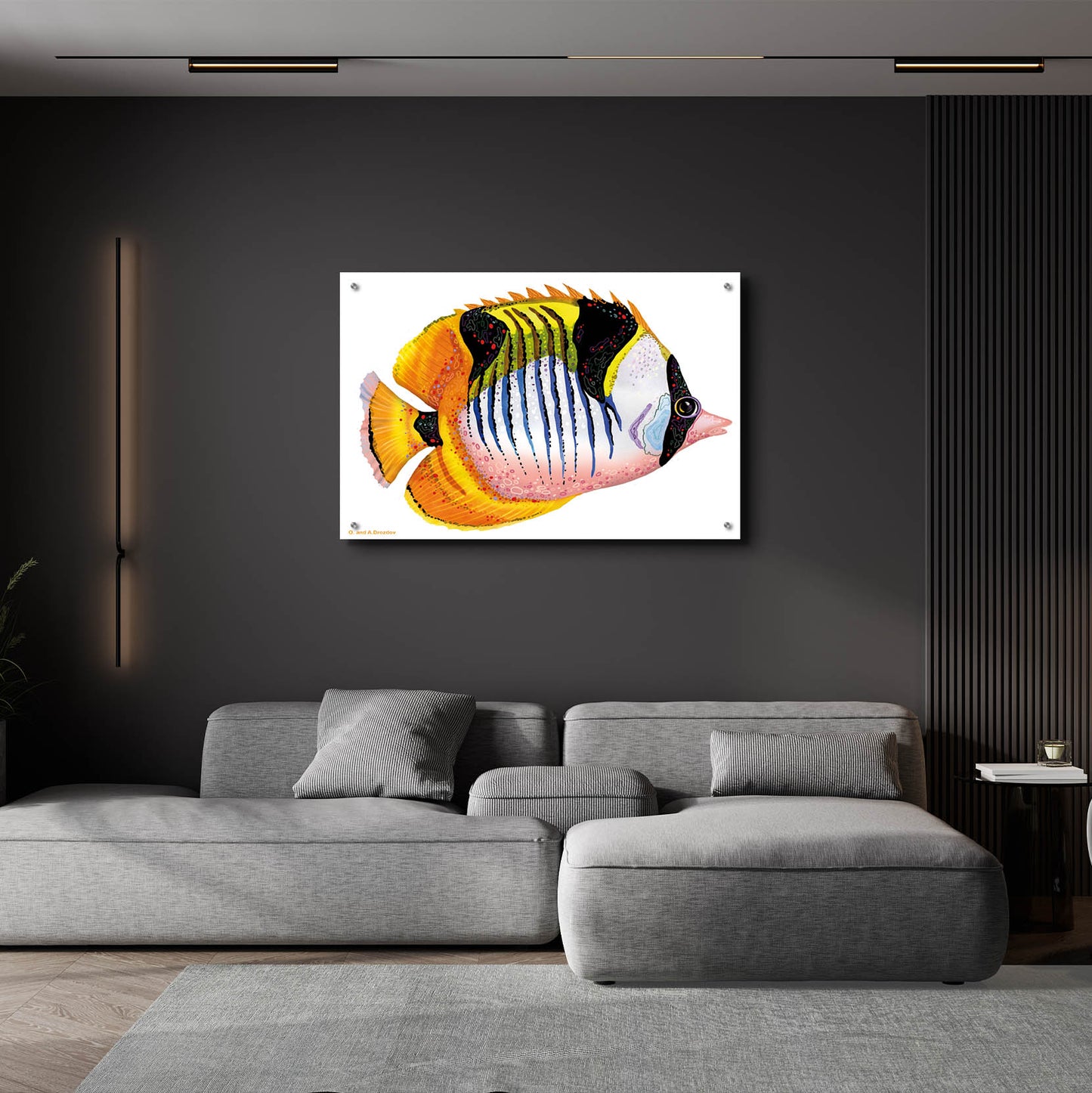 Epic Art 'Fish 1 Red Yellow' by Olga and Alexey Drozdov, Acrylic Glass Wall Art,36x24