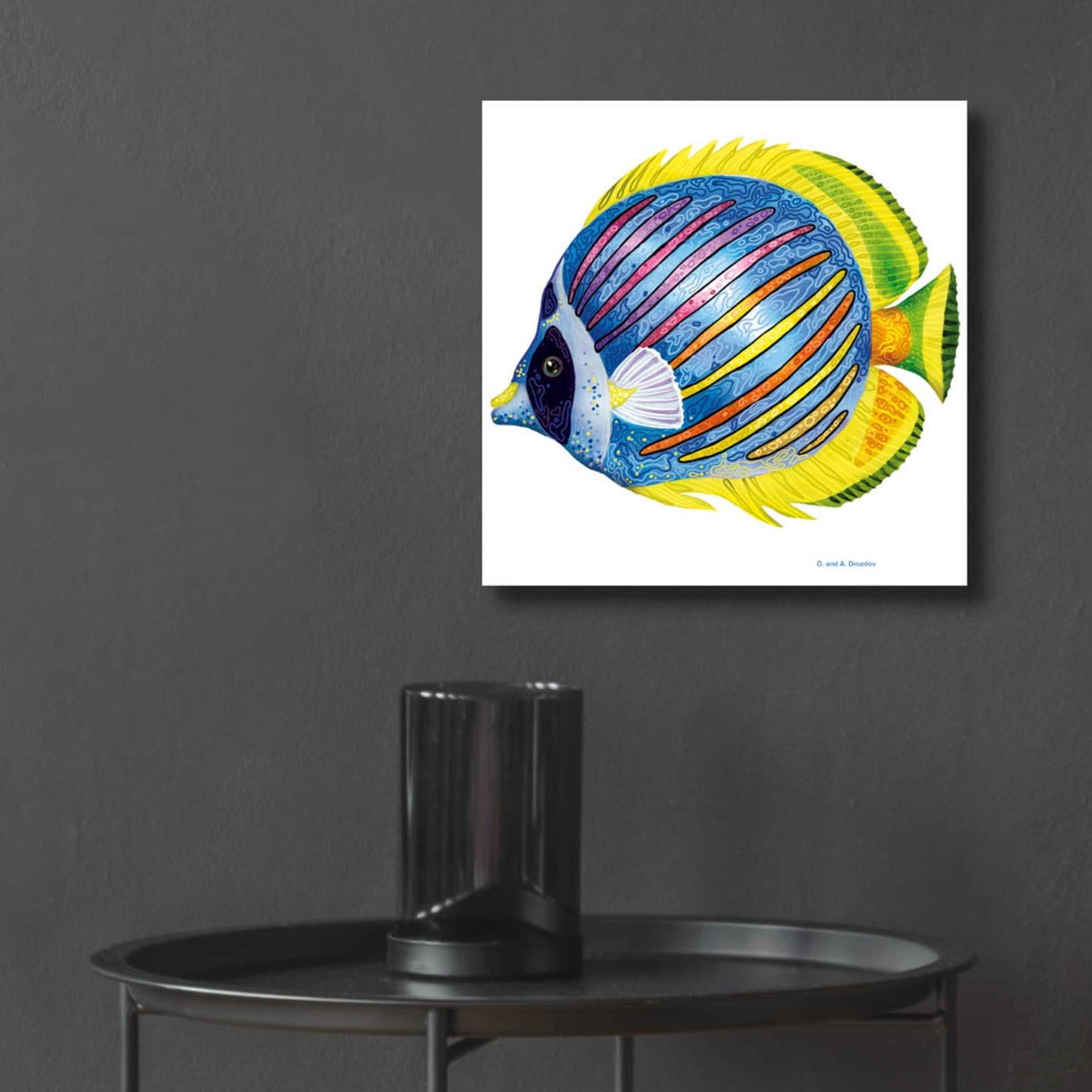 Epic Art 'Fish 1 Blue Yellow' by Olga and Alexey Drozdov, Acrylic Glass Wall Art,12x12