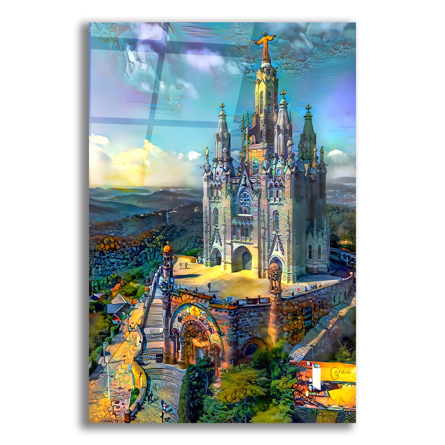 Epic Art 'Barcelona Spain Tibidabo Church' by Pedro Gavidia, Acrylic Glass Wall Art,12x16