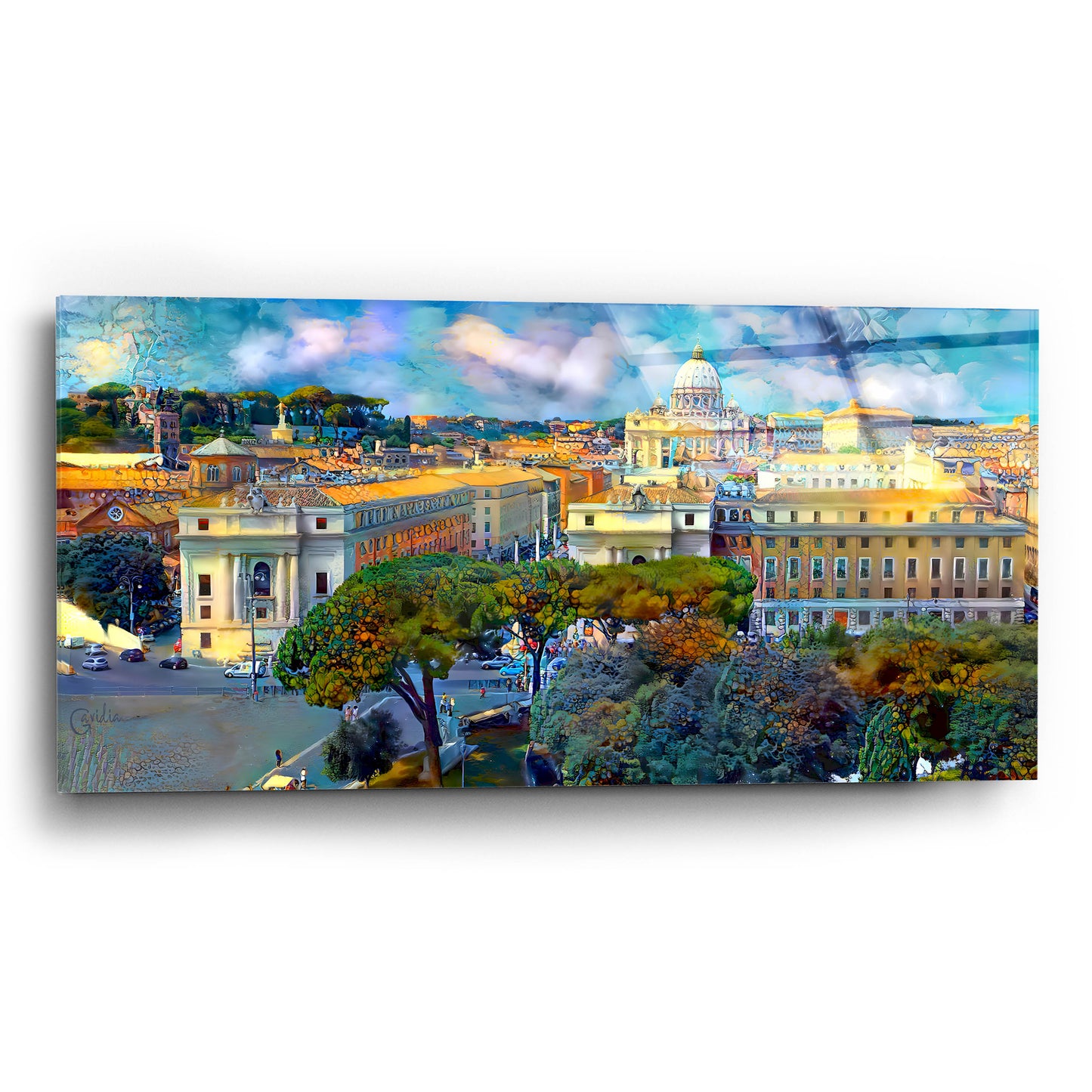 Epic Art 'Vaticano San Pedro from San Angelo' by Pedro Gavidia, Acrylic Glass Wall Art,24x12