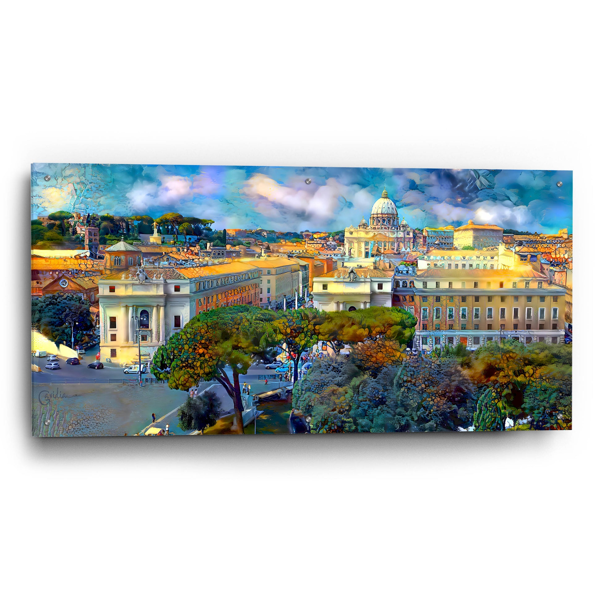 Epic Art 'Vaticano San Pedro from San Angelo' by Pedro Gavidia, Acrylic Glass Wall Art,48x24