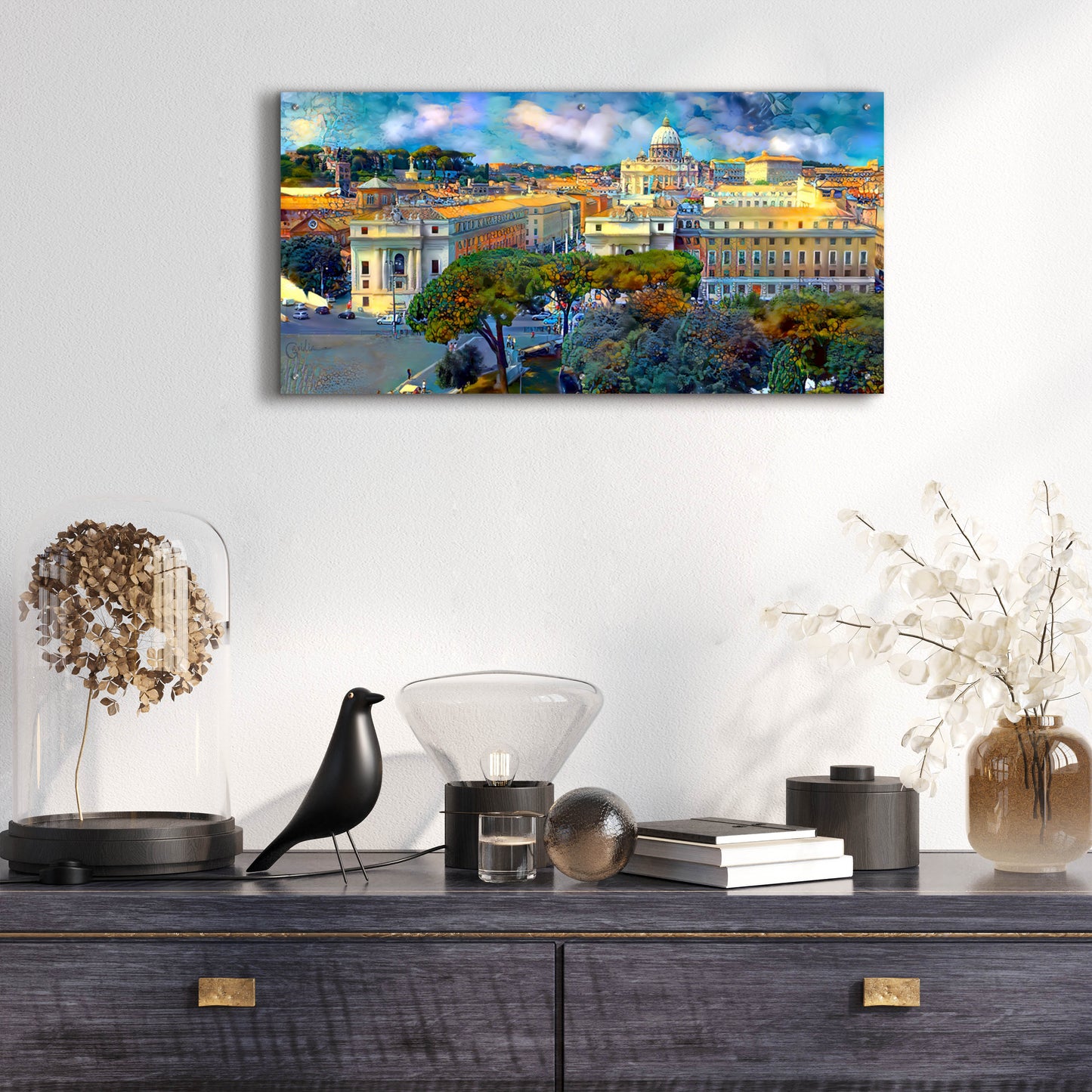 Epic Art 'Vaticano San Pedro from San Angelo' by Pedro Gavidia, Acrylic Glass Wall Art,48x24