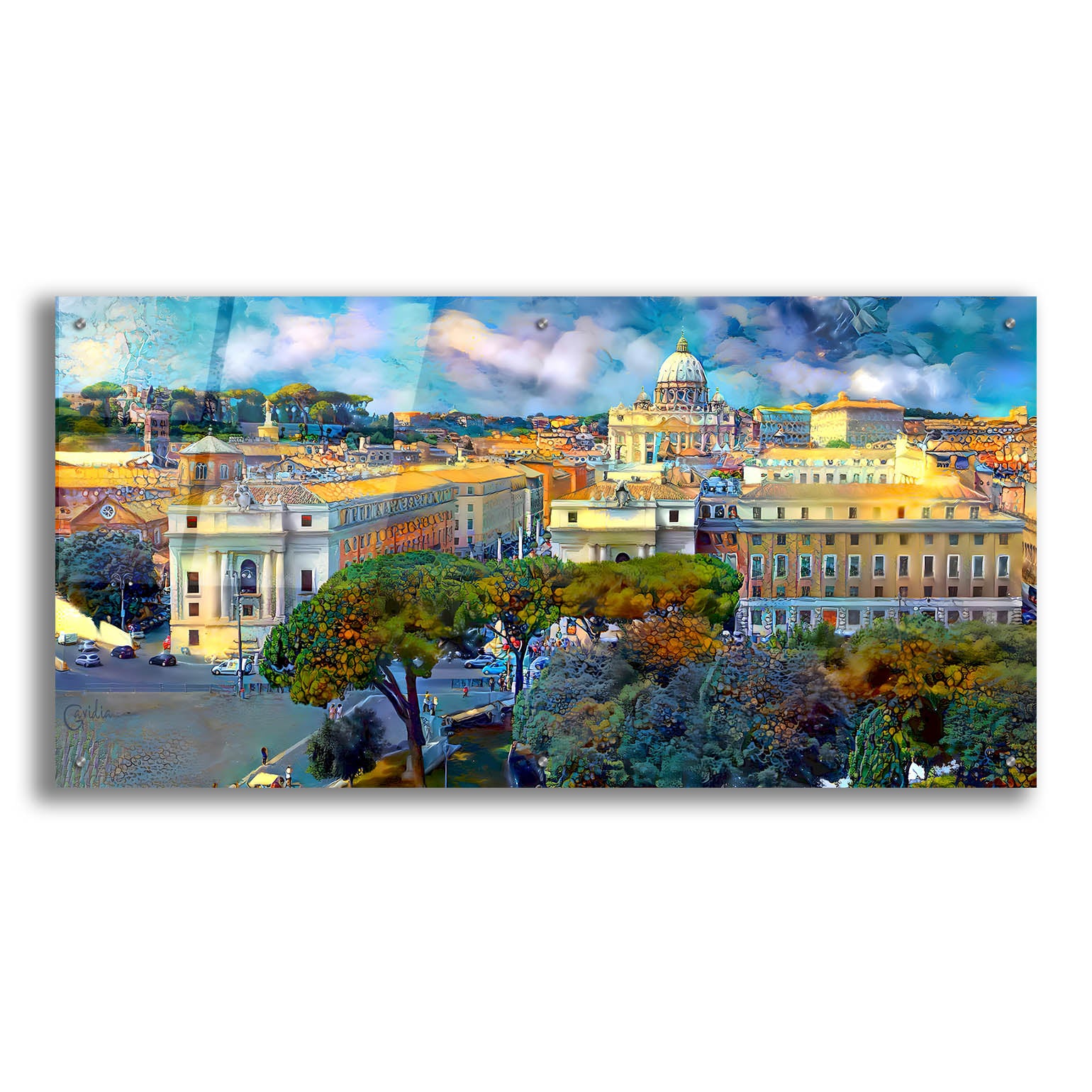 Epic Art 'Vaticano San Pedro from San Angelo' by Pedro Gavidia, Acrylic Glass Wall Art,48x24