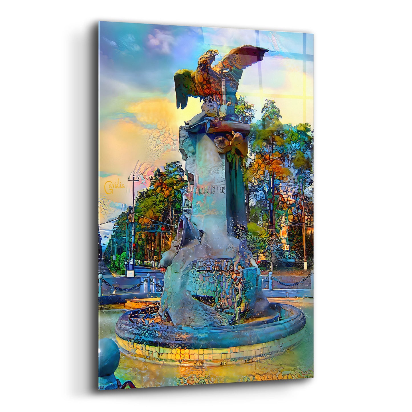 Epic Art 'Toluca Mexio Fountain Eagle Firmado' by Pedro Gavidia, Acrylic Glass Wall Art,16x24