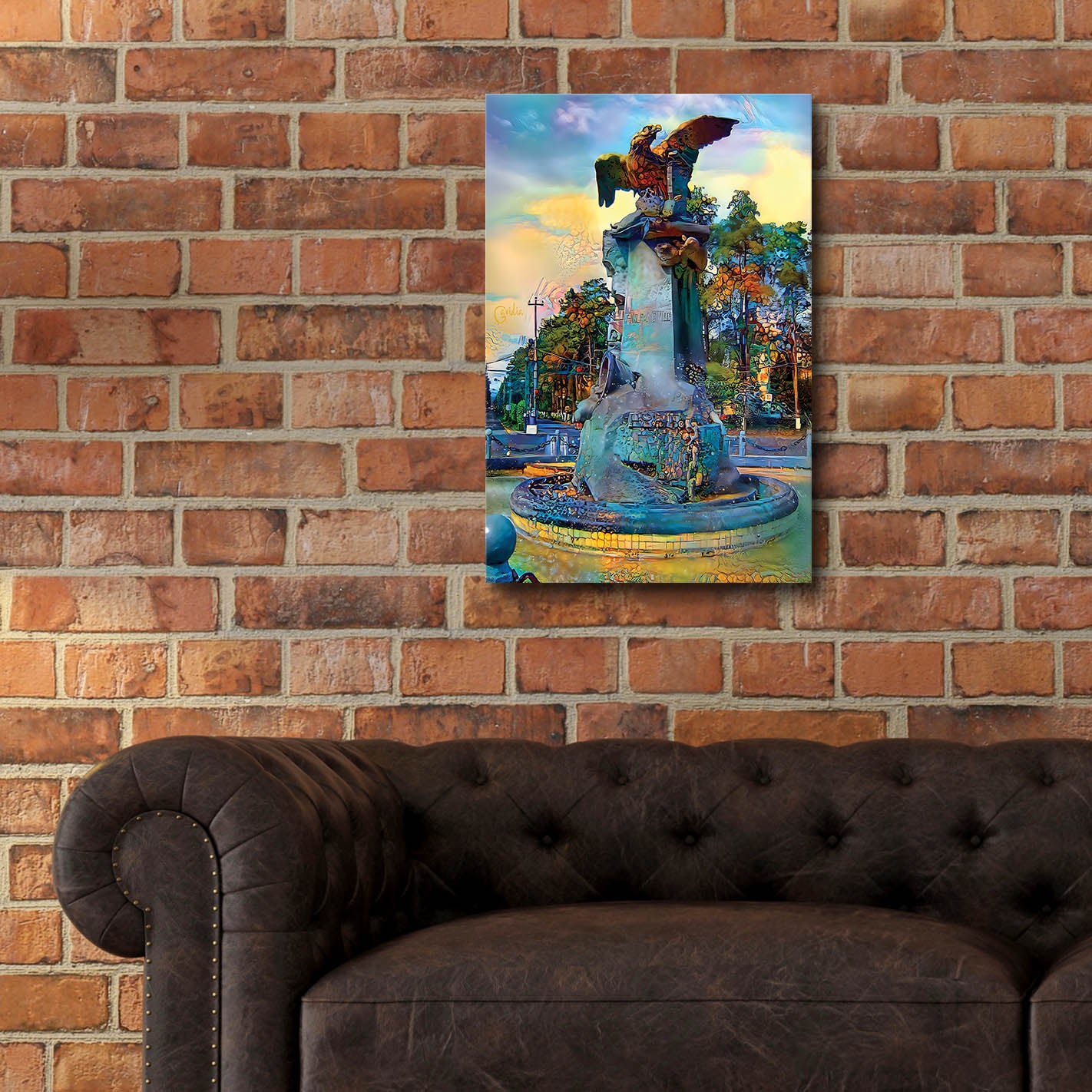 Epic Art 'Toluca Mexio Fountain Eagle Firmado' by Pedro Gavidia, Acrylic Glass Wall Art,16x24