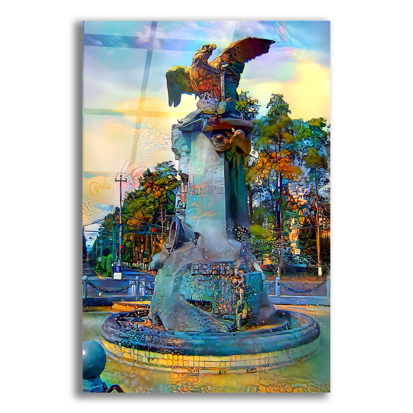 Epic Art 'Toluca Mexio Fountain Eagle Firmado' by Pedro Gavidia, Acrylic Glass Wall Art,16x24