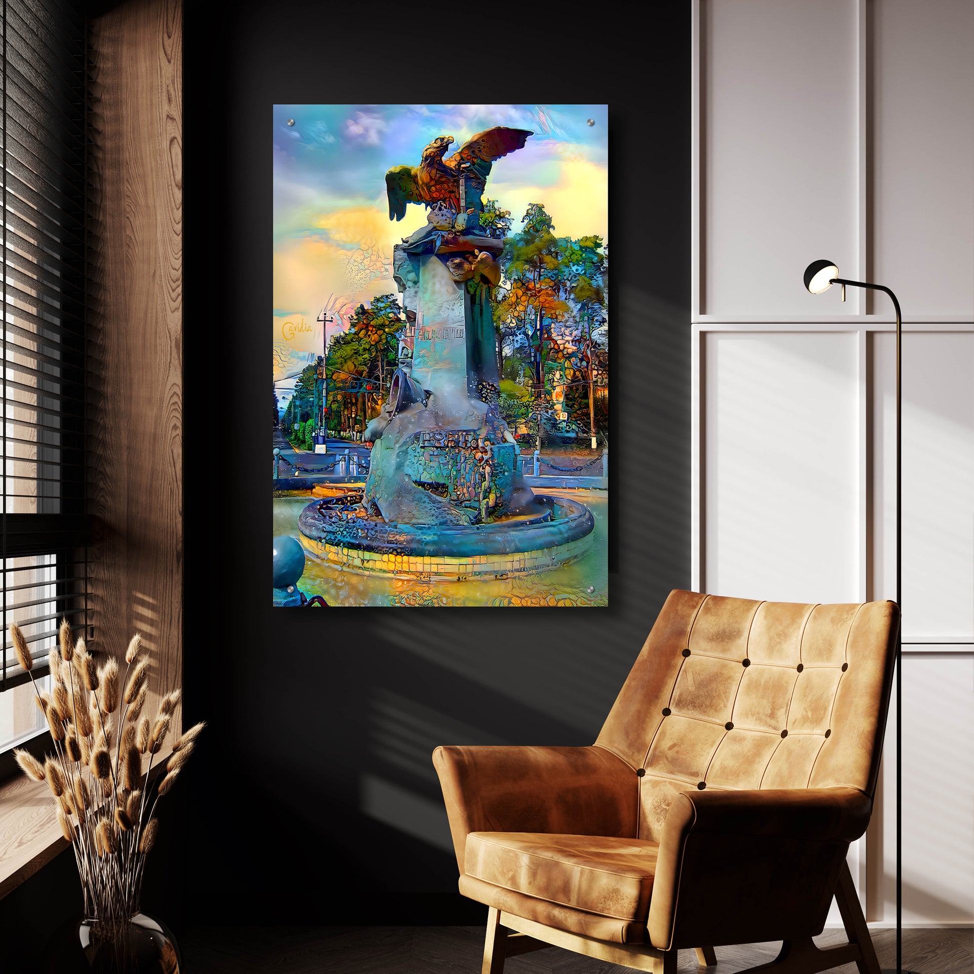 Epic Art 'Toluca Mexio Fountain Eagle Firmado' by Pedro Gavidia, Acrylic Glass Wall Art,24x36