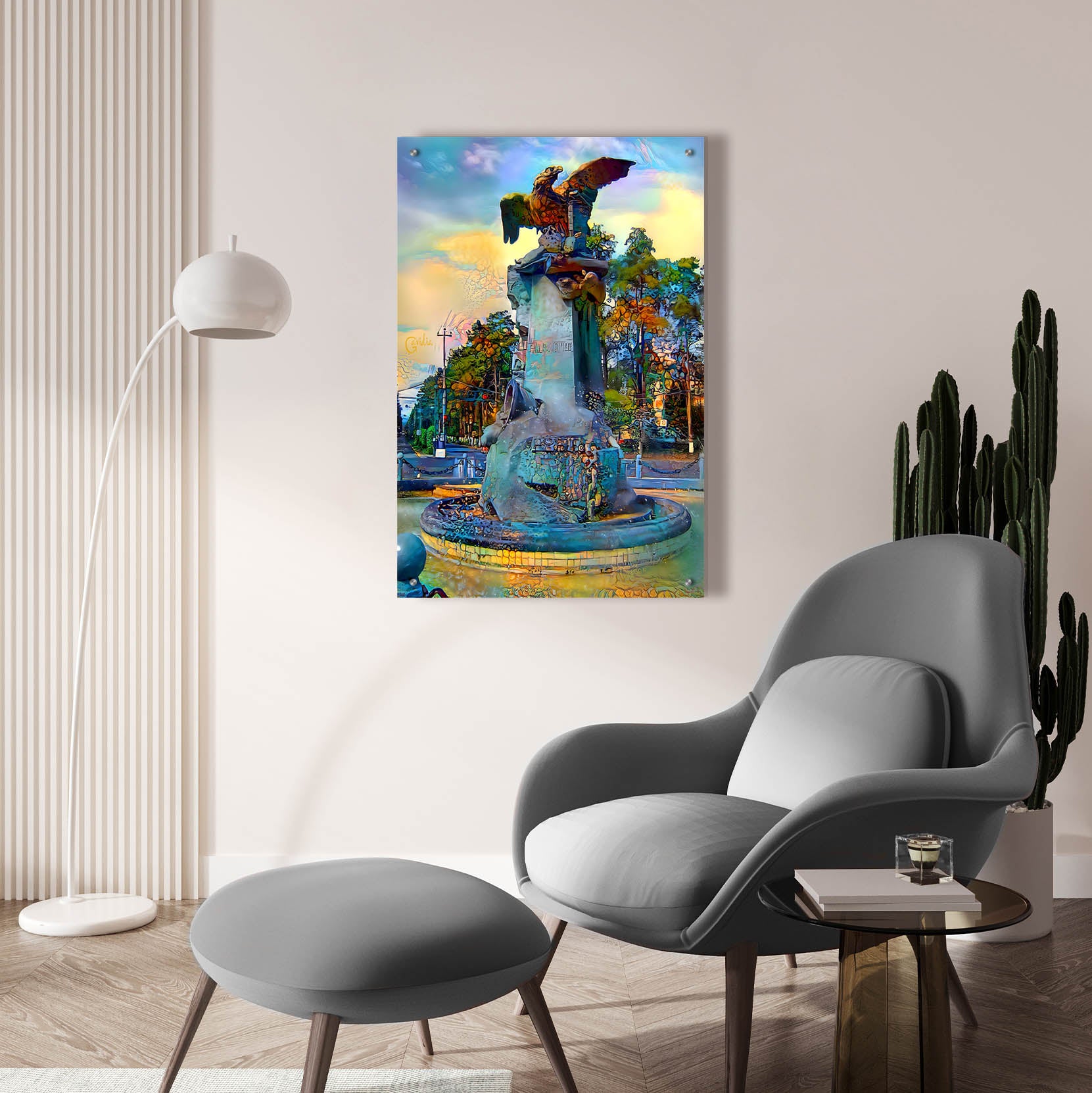 Epic Art 'Toluca Mexio Fountain Eagle Firmado' by Pedro Gavidia, Acrylic Glass Wall Art,24x36