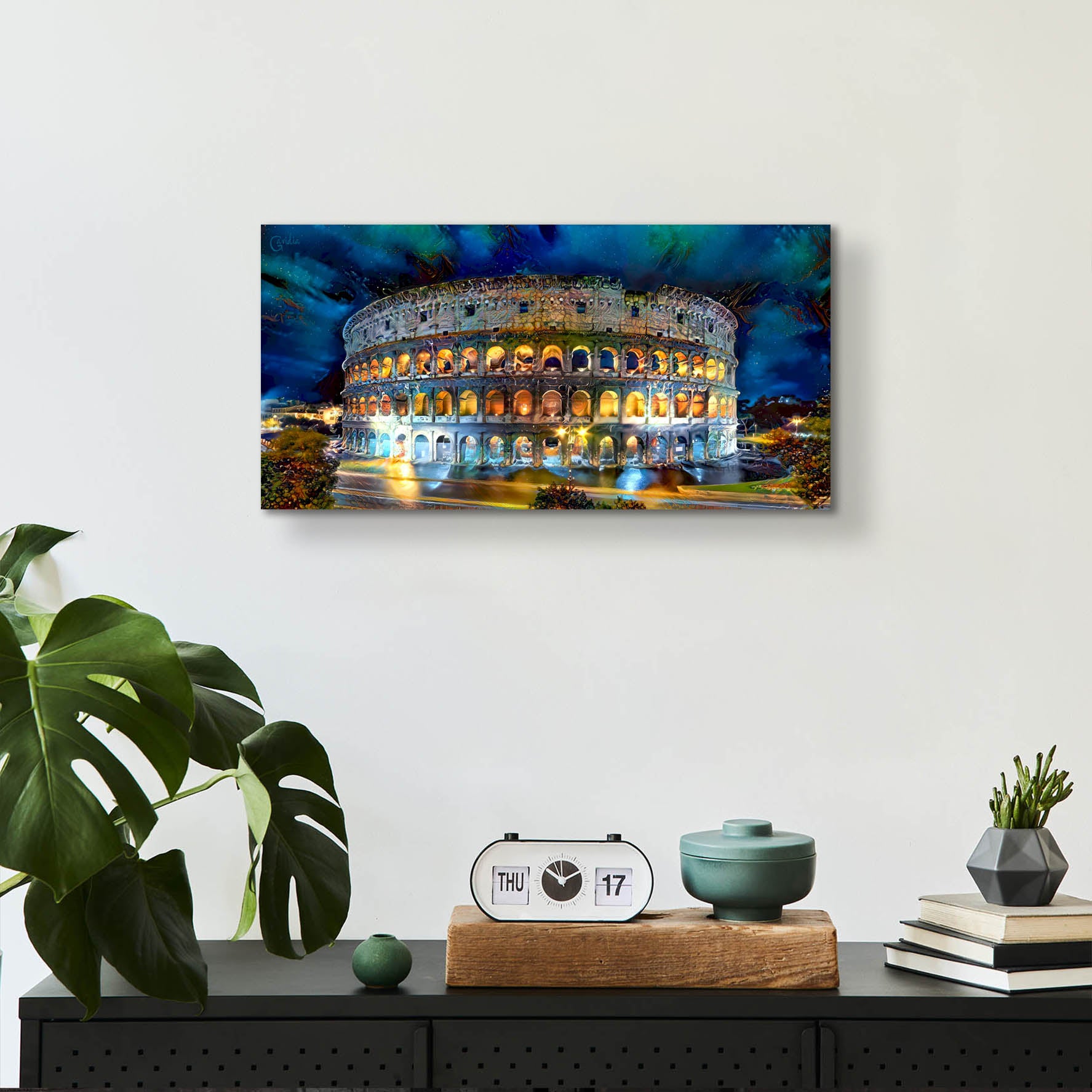 Epic Art 'Rome Italy Coliseo Night 2022' by Pedro Gavidia, Acrylic Glass Wall Art,24x12