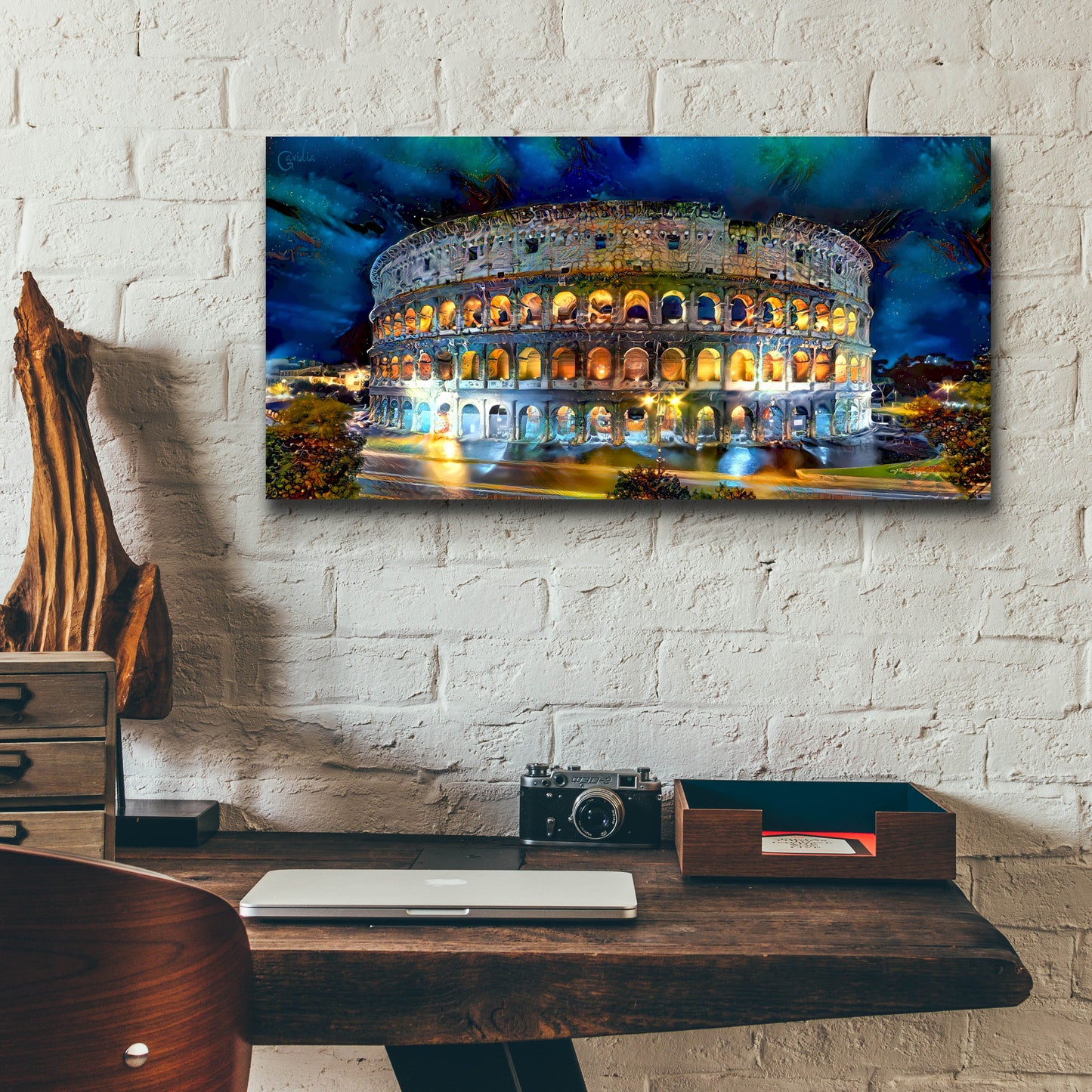 Epic Art 'Rome Italy Coliseo Night 2022' by Pedro Gavidia, Acrylic Glass Wall Art,24x12