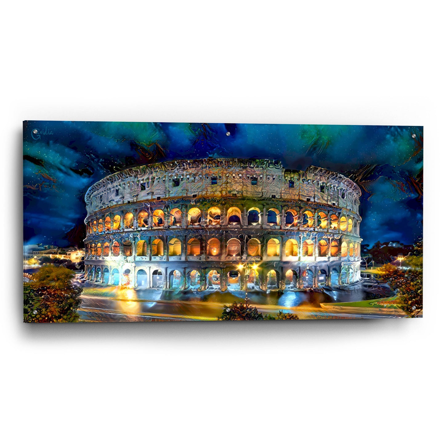 Epic Art 'Rome Italy Coliseo Night 2022' by Pedro Gavidia, Acrylic Glass Wall Art,48x24