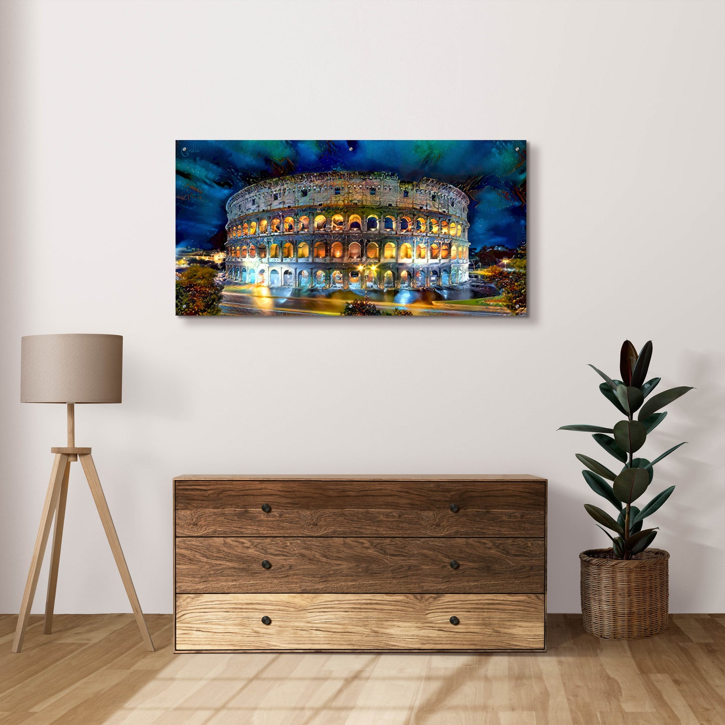 Epic Art 'Rome Italy Coliseo Night 2022' by Pedro Gavidia, Acrylic Glass Wall Art,48x24