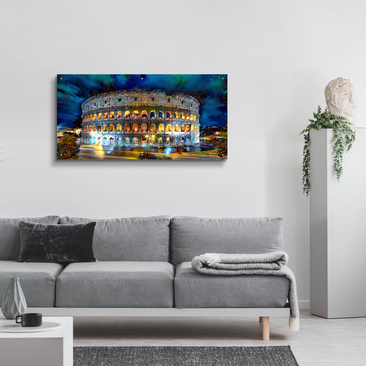 Epic Art 'Rome Italy Coliseo Night 2022' by Pedro Gavidia, Acrylic Glass Wall Art,48x24