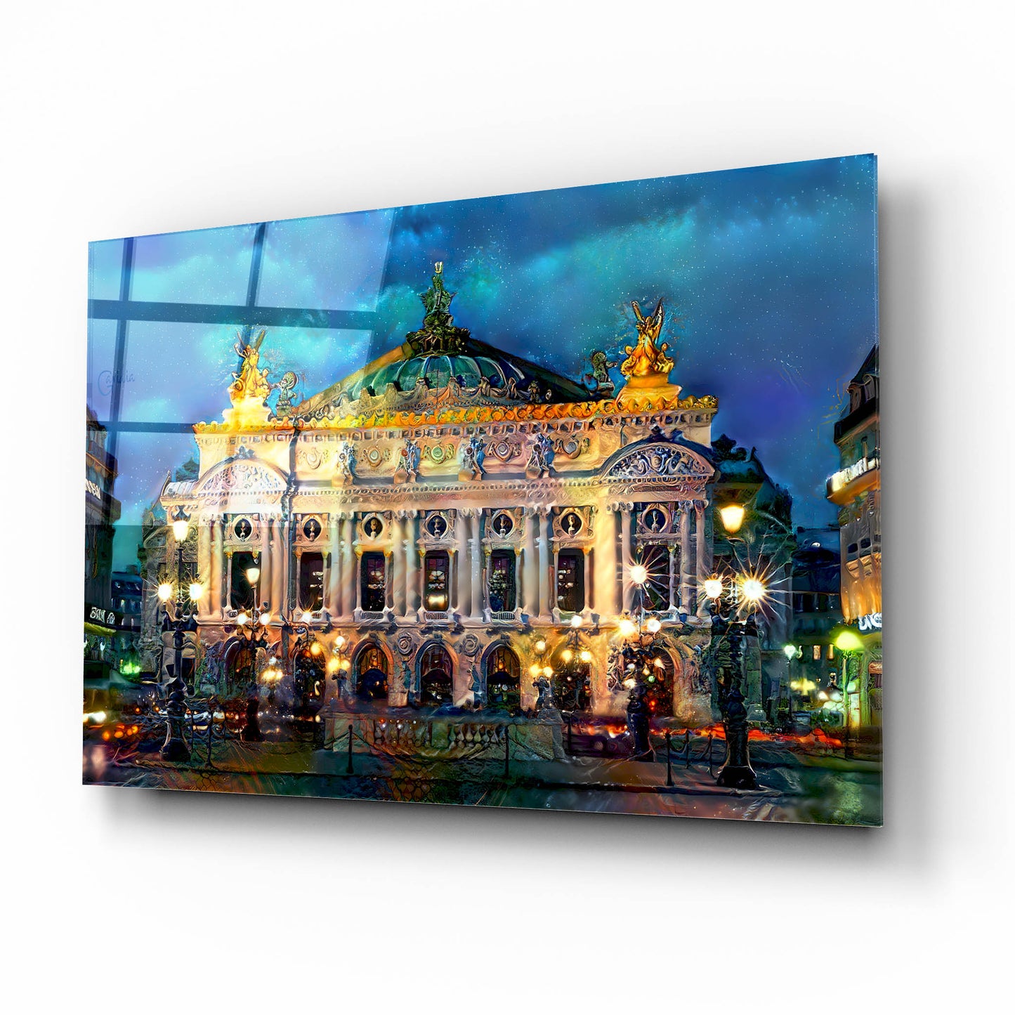 Epic Art 'Paris France Opera Garnier Night' by Pedro Gavidia, Acrylic Glass Wall Art,16x12