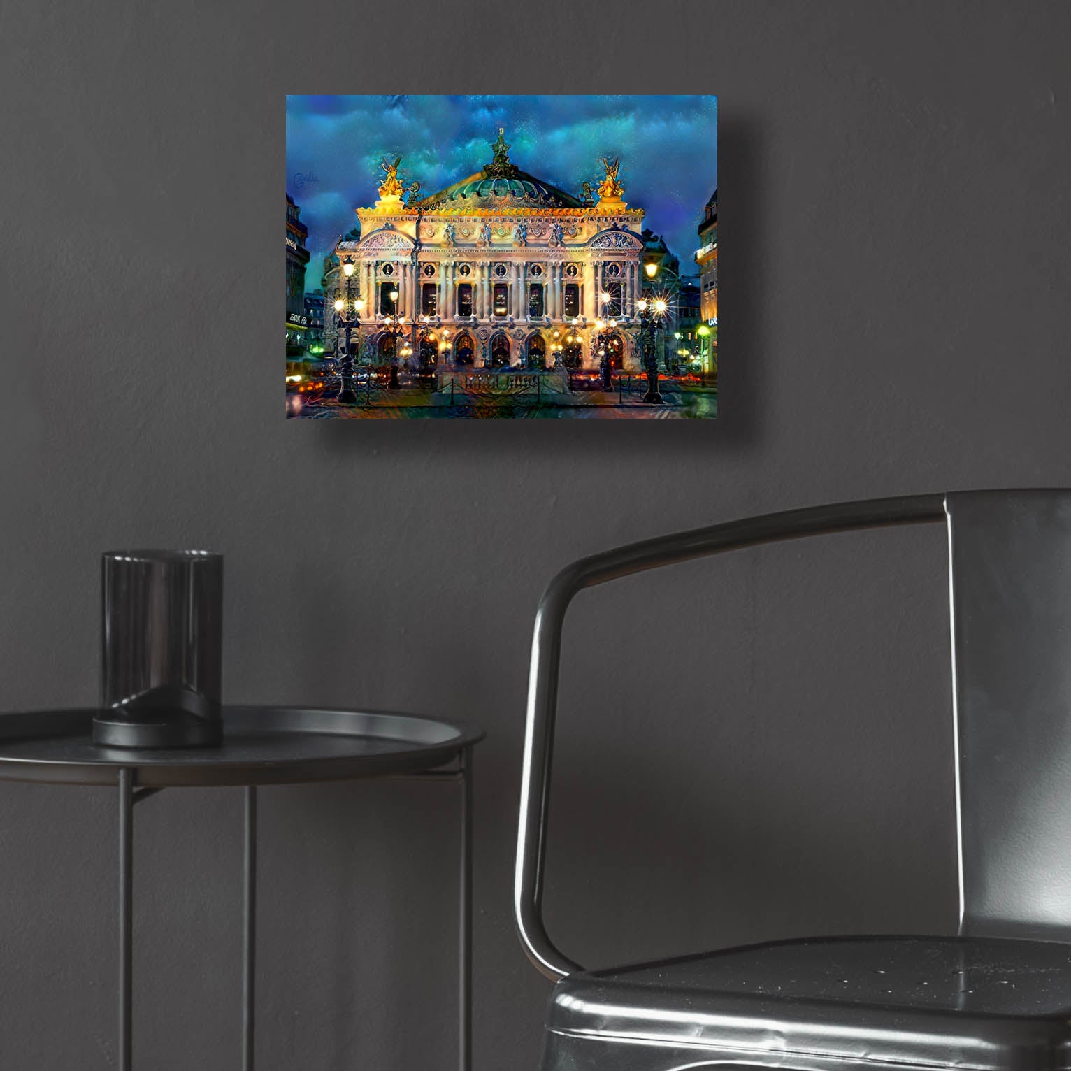 Epic Art 'Paris France Opera Garnier Night' by Pedro Gavidia, Acrylic Glass Wall Art,16x12