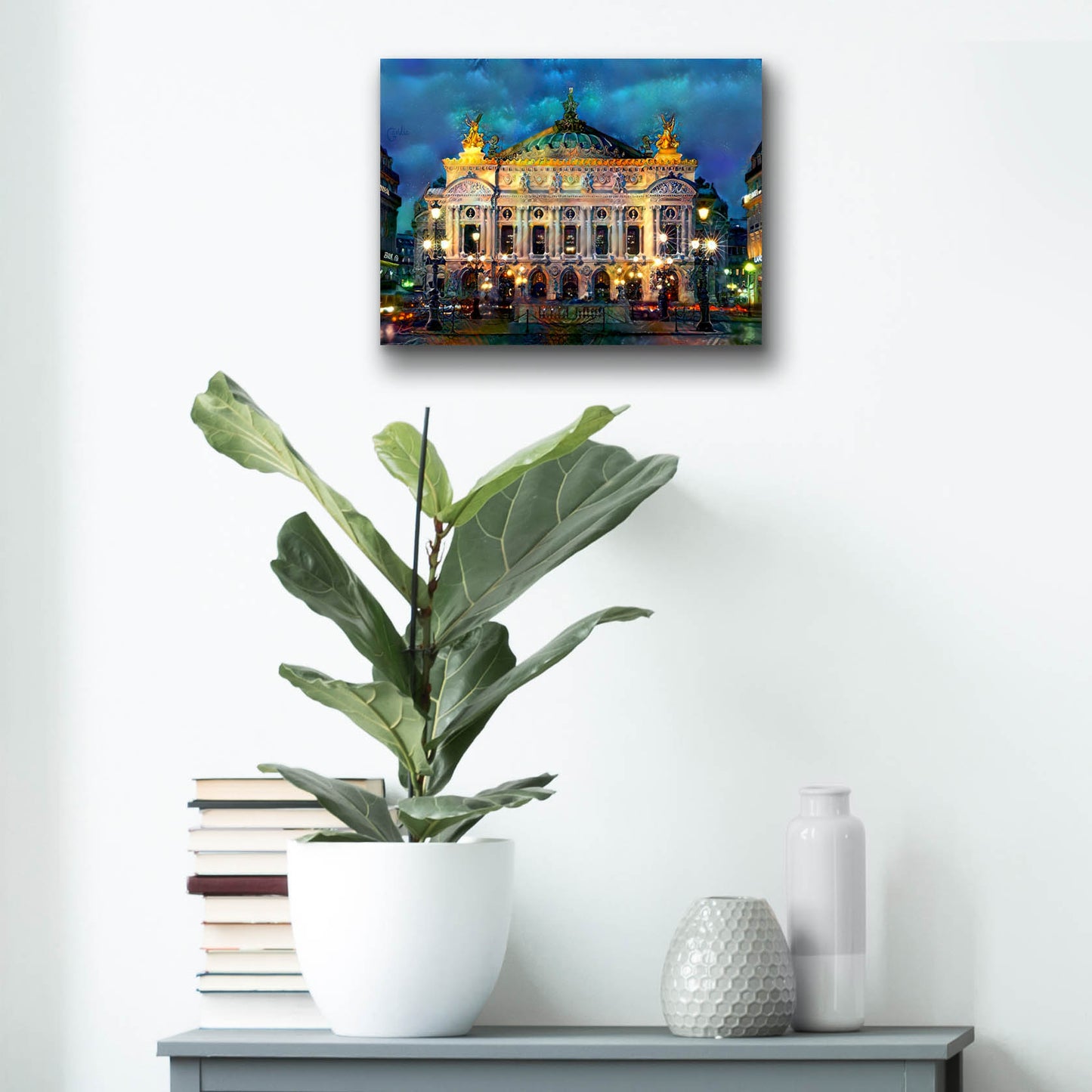 Epic Art 'Paris France Opera Garnier Night' by Pedro Gavidia, Acrylic Glass Wall Art,16x12