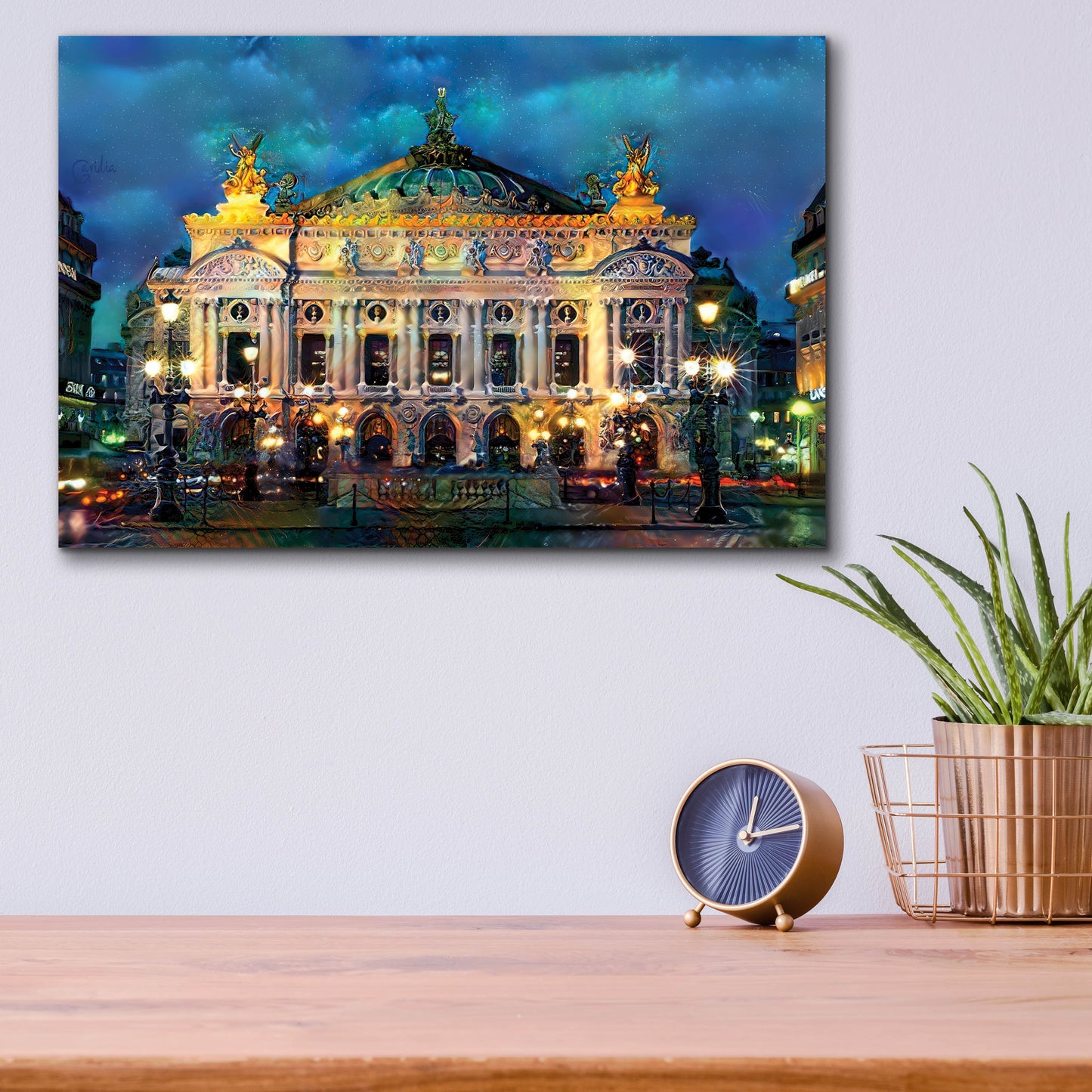 Epic Art 'Paris France Opera Garnier Night' by Pedro Gavidia, Acrylic Glass Wall Art,16x12