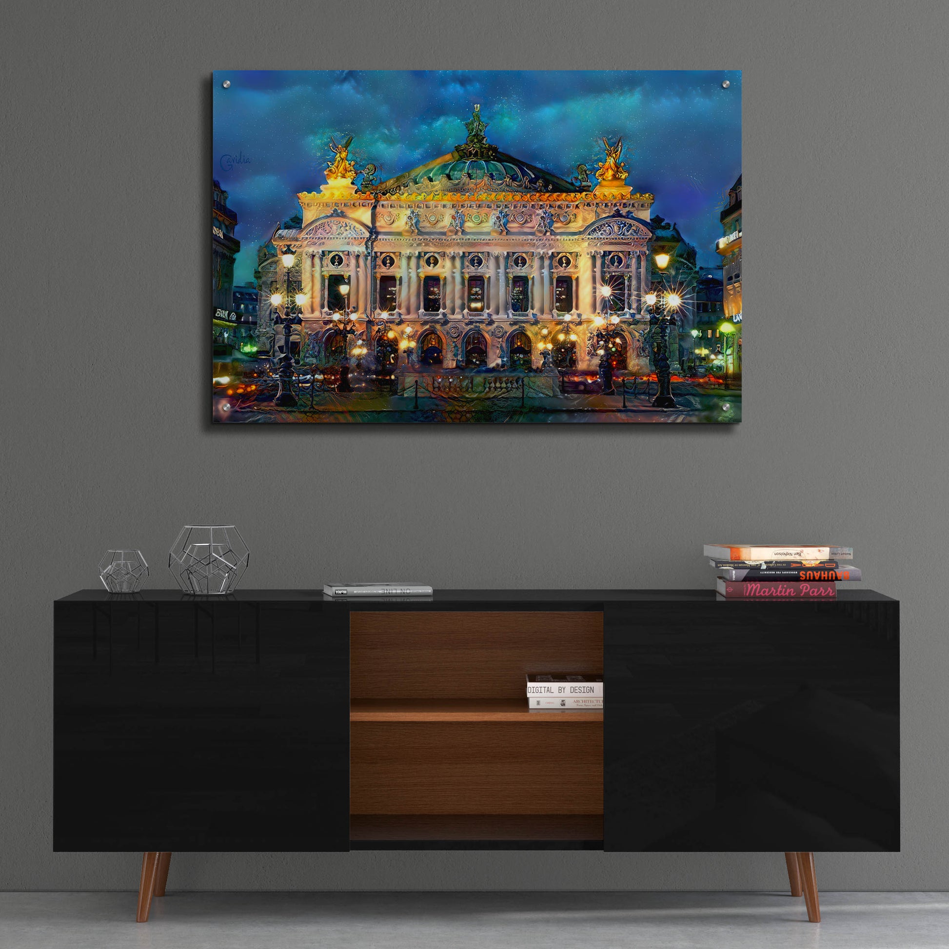 Epic Art 'Paris France Opera Garnier Night' by Pedro Gavidia, Acrylic Glass Wall Art,36x24