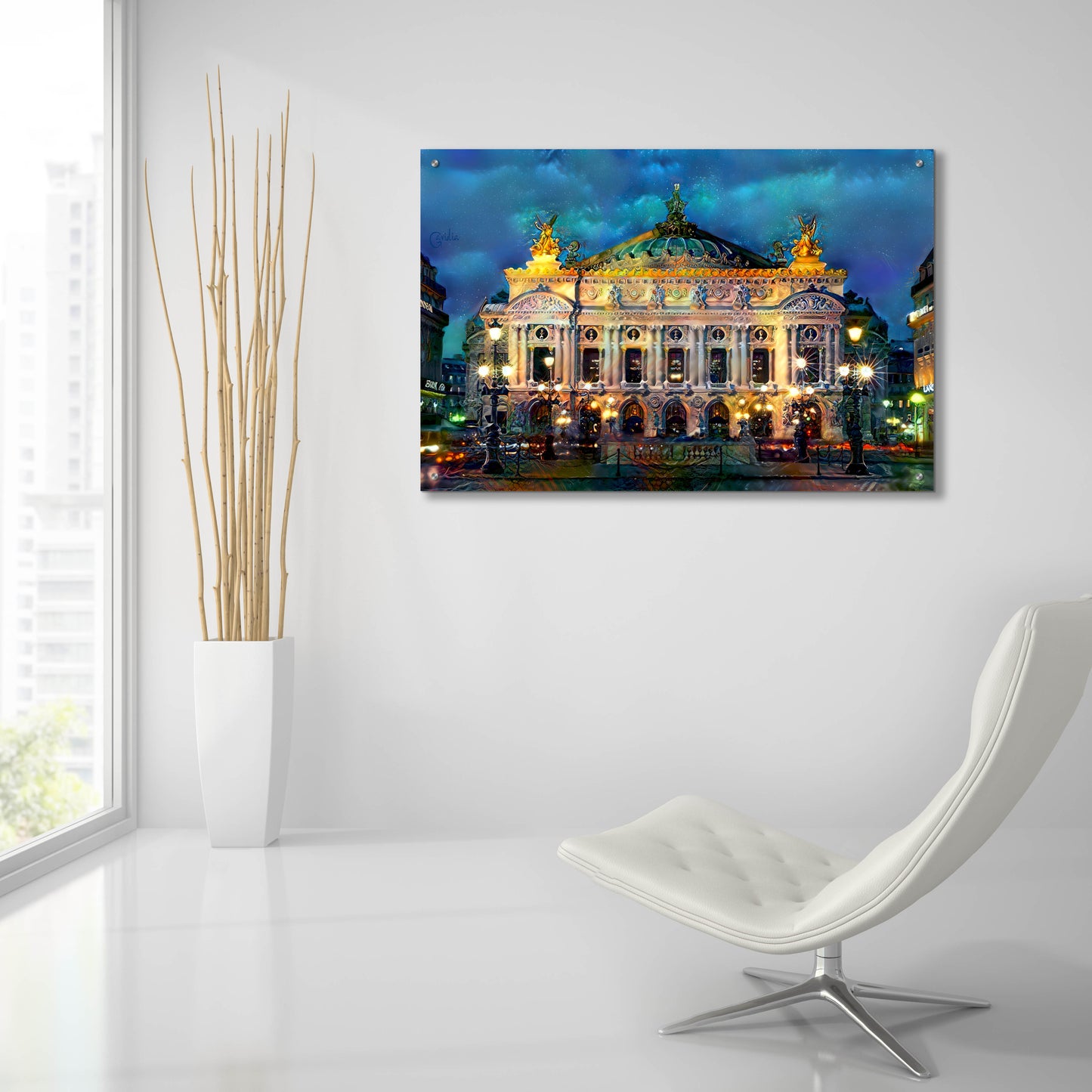 Epic Art 'Paris France Opera Garnier Night' by Pedro Gavidia, Acrylic Glass Wall Art,36x24