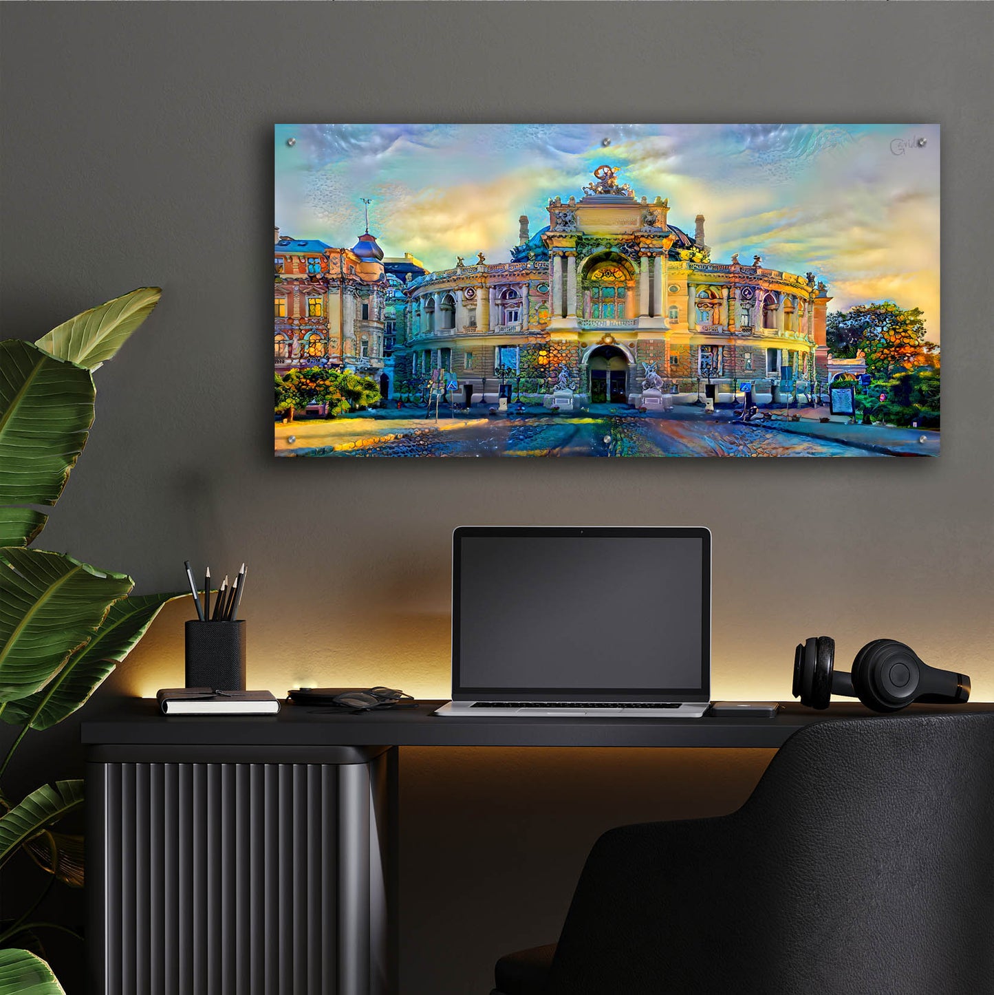 Epic Art 'Odessa Ukraine Opera and Ballet Theater' by Pedro Gavidia, Acrylic Glass Wall Art,48x24