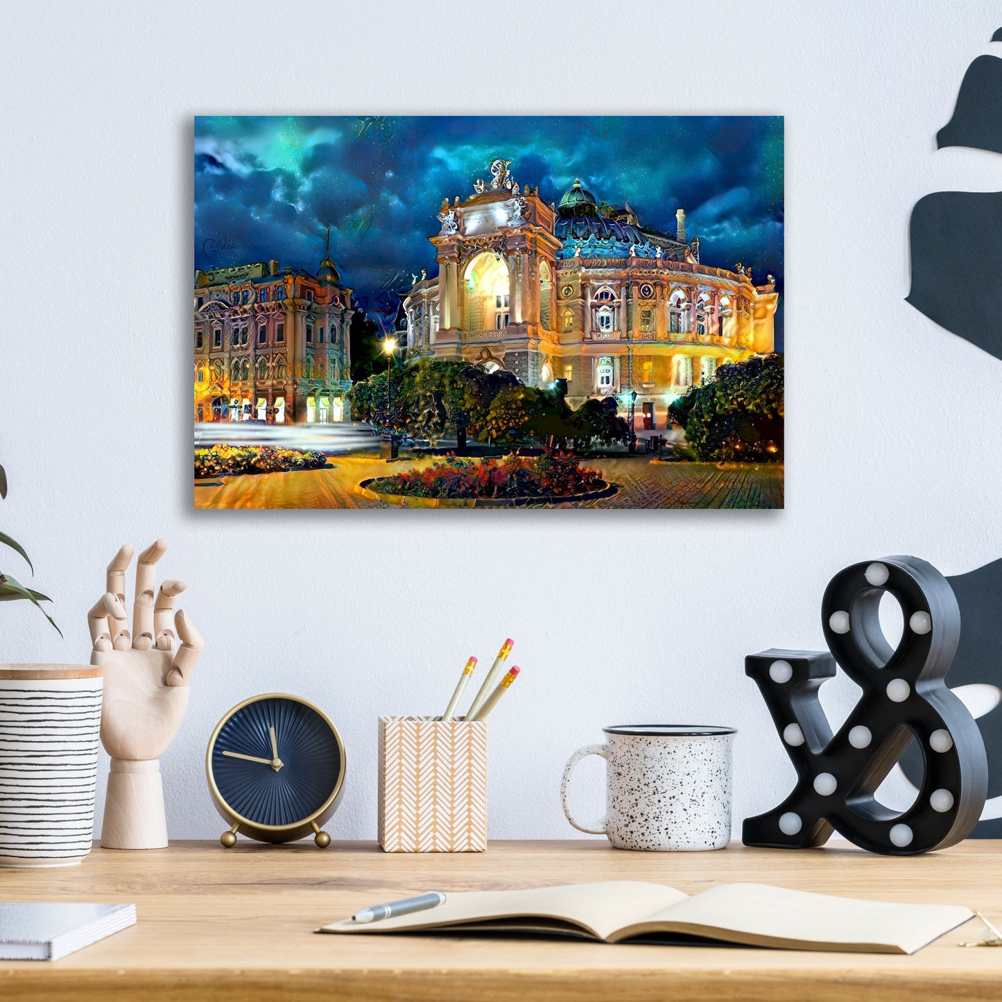 Epic Art 'Odessa Ukraine Opera and Ballet Theater Night' by Pedro Gavidia, Acrylic Glass Wall Art,16x12