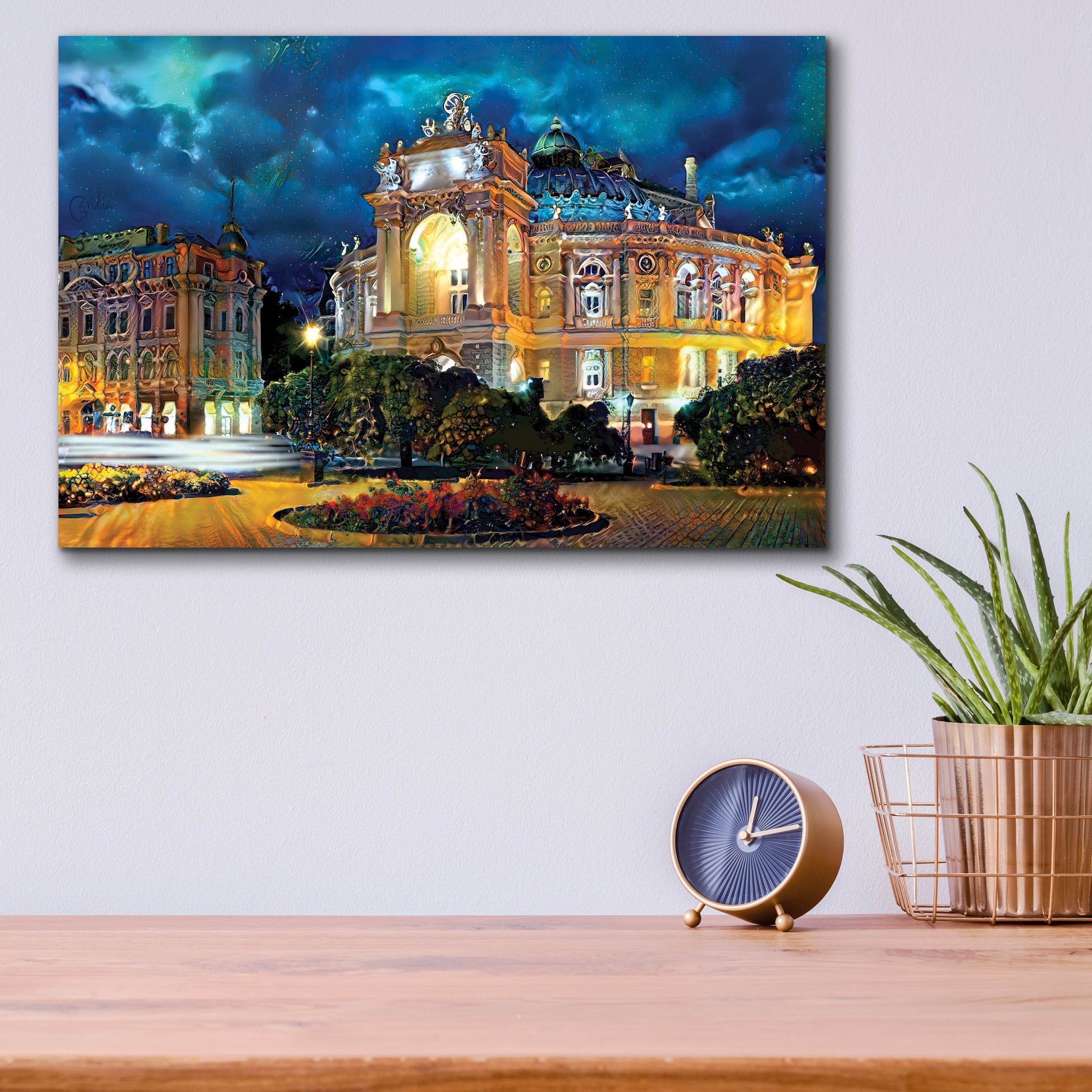 Epic Art 'Odessa Ukraine Opera and Ballet Theater Night' by Pedro Gavidia, Acrylic Glass Wall Art,16x12