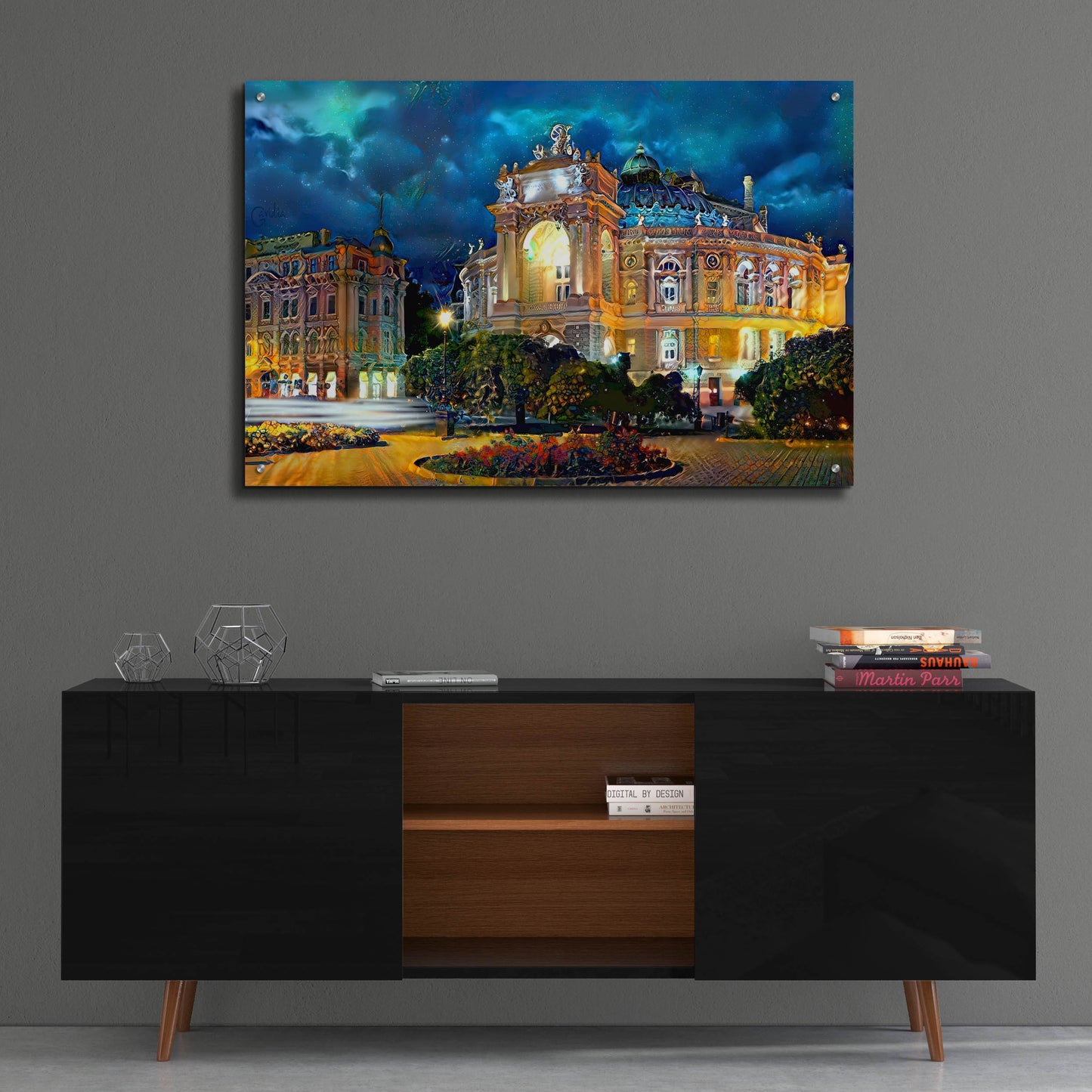 Epic Art 'Odessa Ukraine Opera and Ballet Theater Night' by Pedro Gavidia, Acrylic Glass Wall Art,36x24