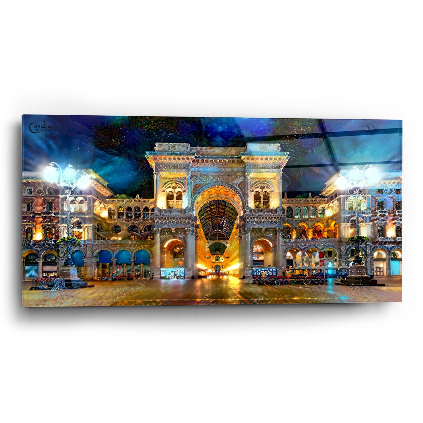 Epic Art 'Milan Italy Vitorio Emanuel II Night 2022' by Pedro Gavidia, Acrylic Glass Wall Art,24x12