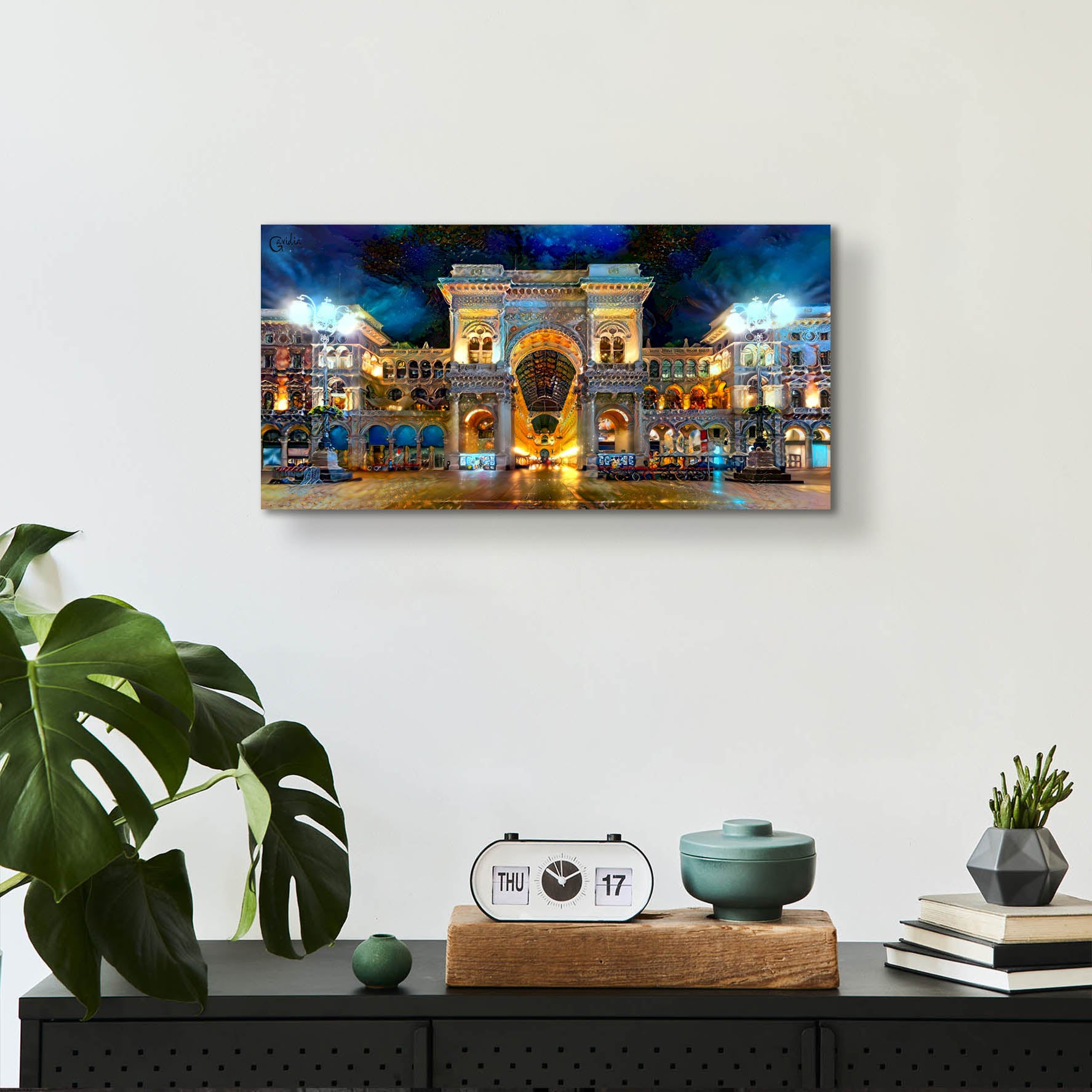 Epic Art 'Milan Italy Vitorio Emanuel II Night 2022' by Pedro Gavidia, Acrylic Glass Wall Art,24x12