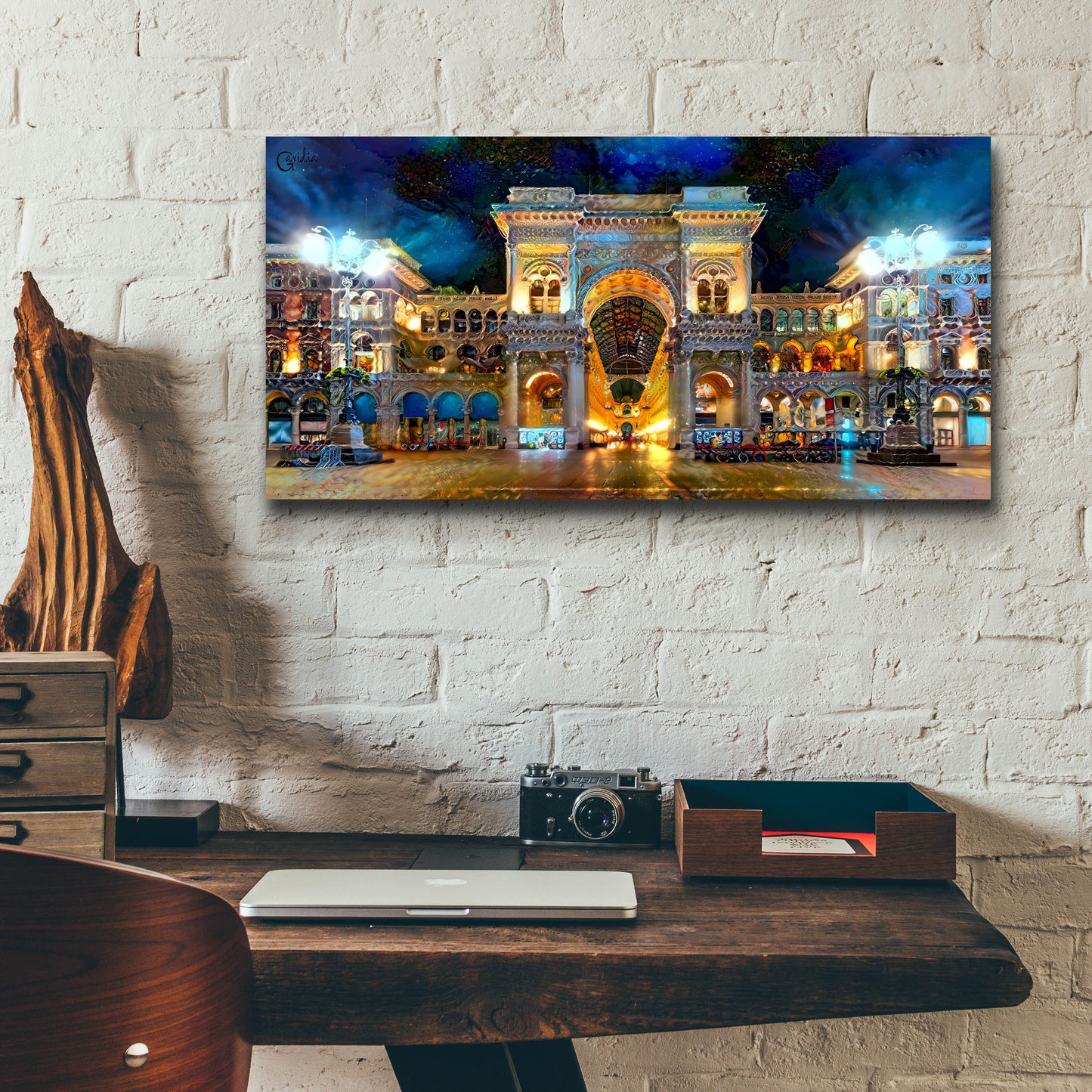 Epic Art 'Milan Italy Vitorio Emanuel II Night 2022' by Pedro Gavidia, Acrylic Glass Wall Art,24x12