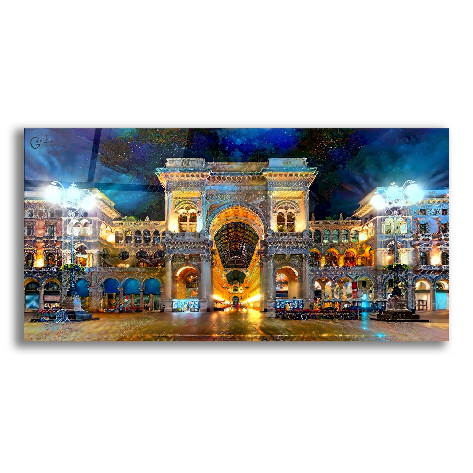 Epic Art 'Milan Italy Vitorio Emanuel II Night 2022' by Pedro Gavidia, Acrylic Glass Wall Art,24x12