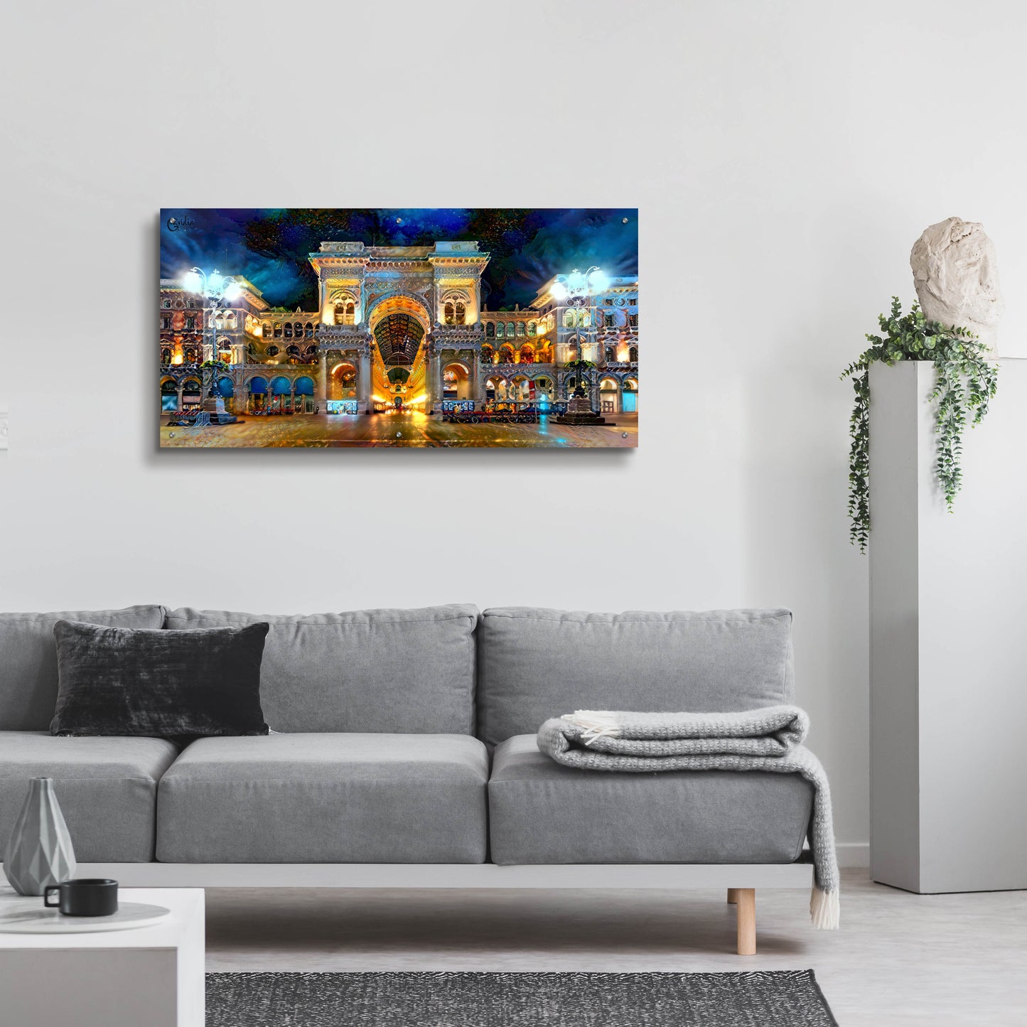 Epic Art 'Milan Italy Vitorio Emanuel II Night 2022' by Pedro Gavidia, Acrylic Glass Wall Art,48x24