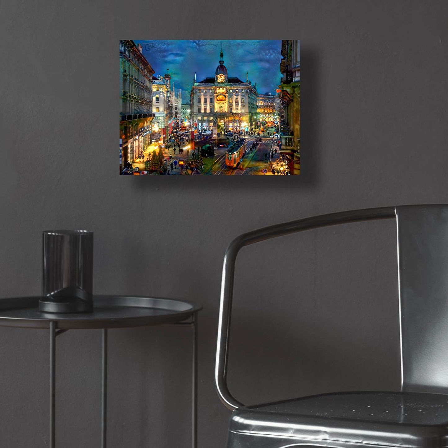 Epic Art 'Milan Italy Piazza Cardusio Night' by Pedro Gavidia, Acrylic Glass Wall Art,16x12