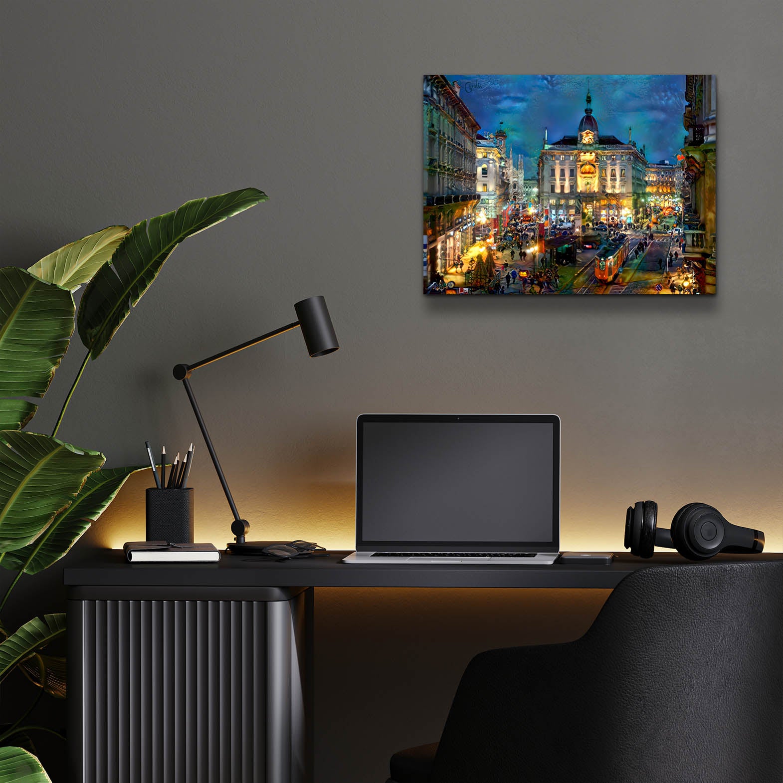 Epic Art 'Milan Italy Piazza Cardusio Night' by Pedro Gavidia, Acrylic Glass Wall Art,16x12