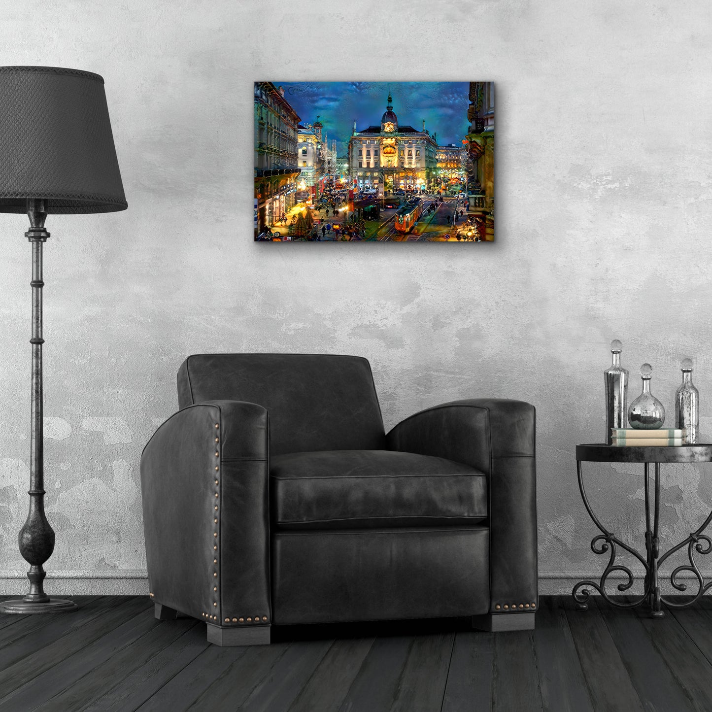 Epic Art 'Milan Italy Piazza Cardusio Night' by Pedro Gavidia, Acrylic Glass Wall Art,24x16