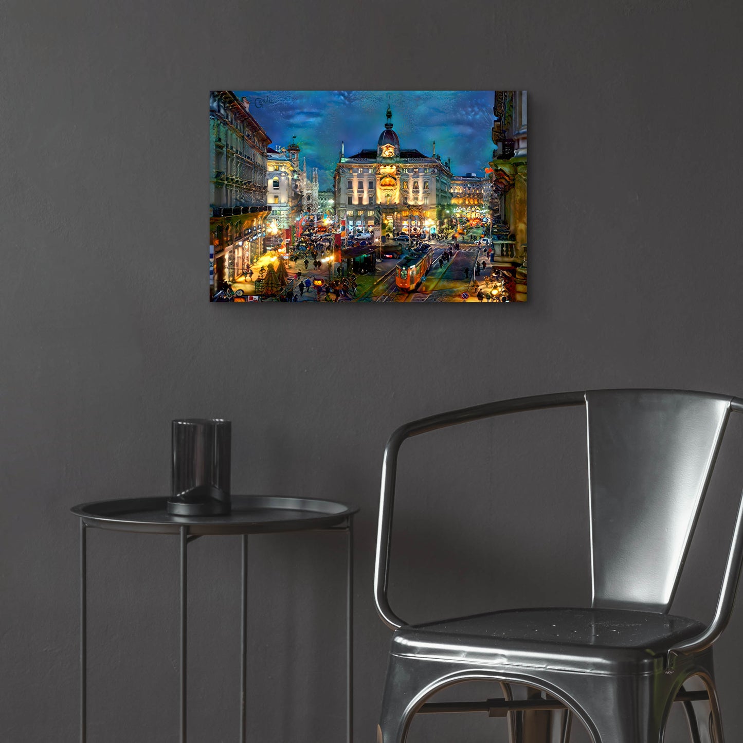 Epic Art 'Milan Italy Piazza Cardusio Night' by Pedro Gavidia, Acrylic Glass Wall Art,24x16