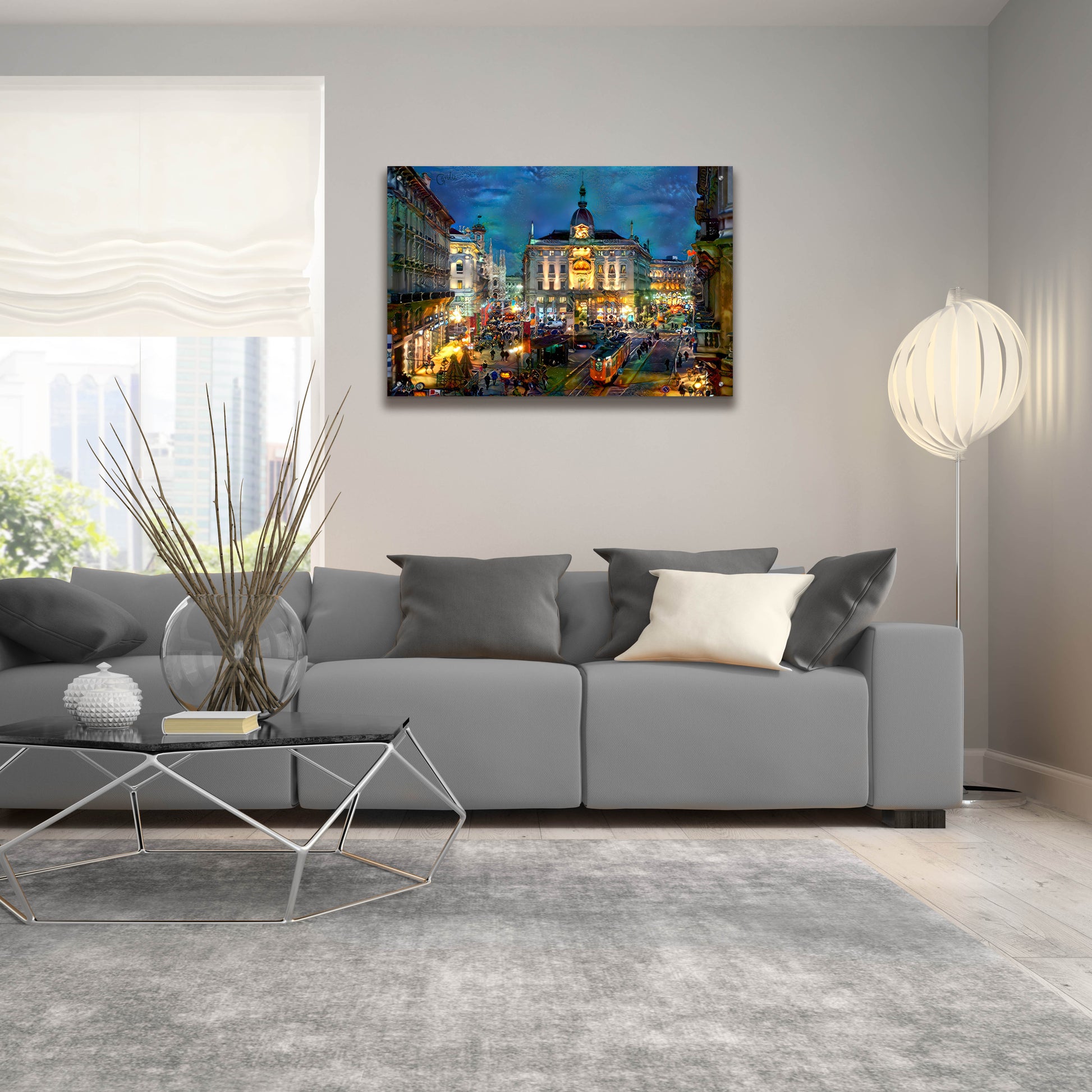 Epic Art 'Milan Italy Piazza Cardusio Night' by Pedro Gavidia, Acrylic Glass Wall Art,36x24