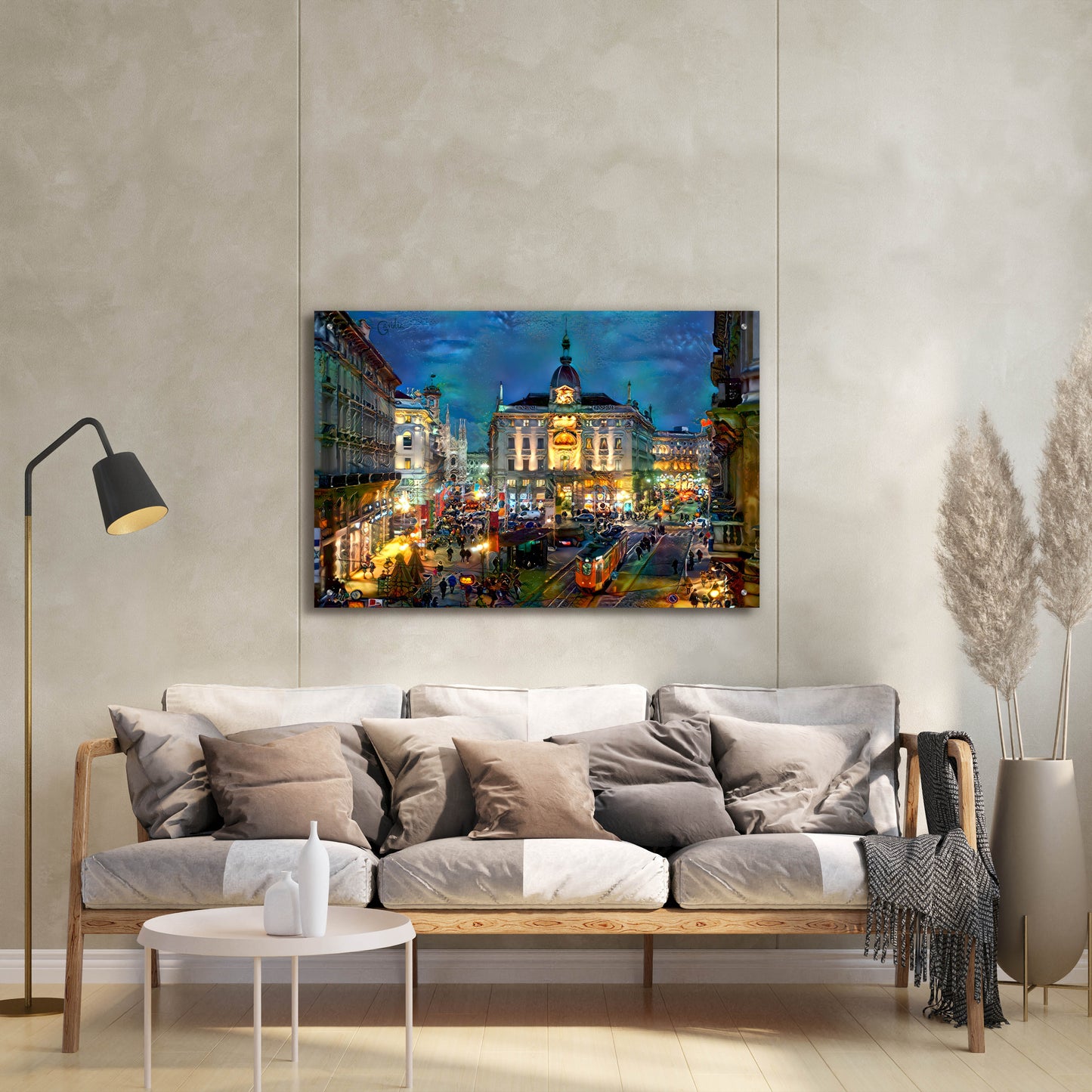 Epic Art 'Milan Italy Piazza Cardusio Night' by Pedro Gavidia, Acrylic Glass Wall Art,36x24