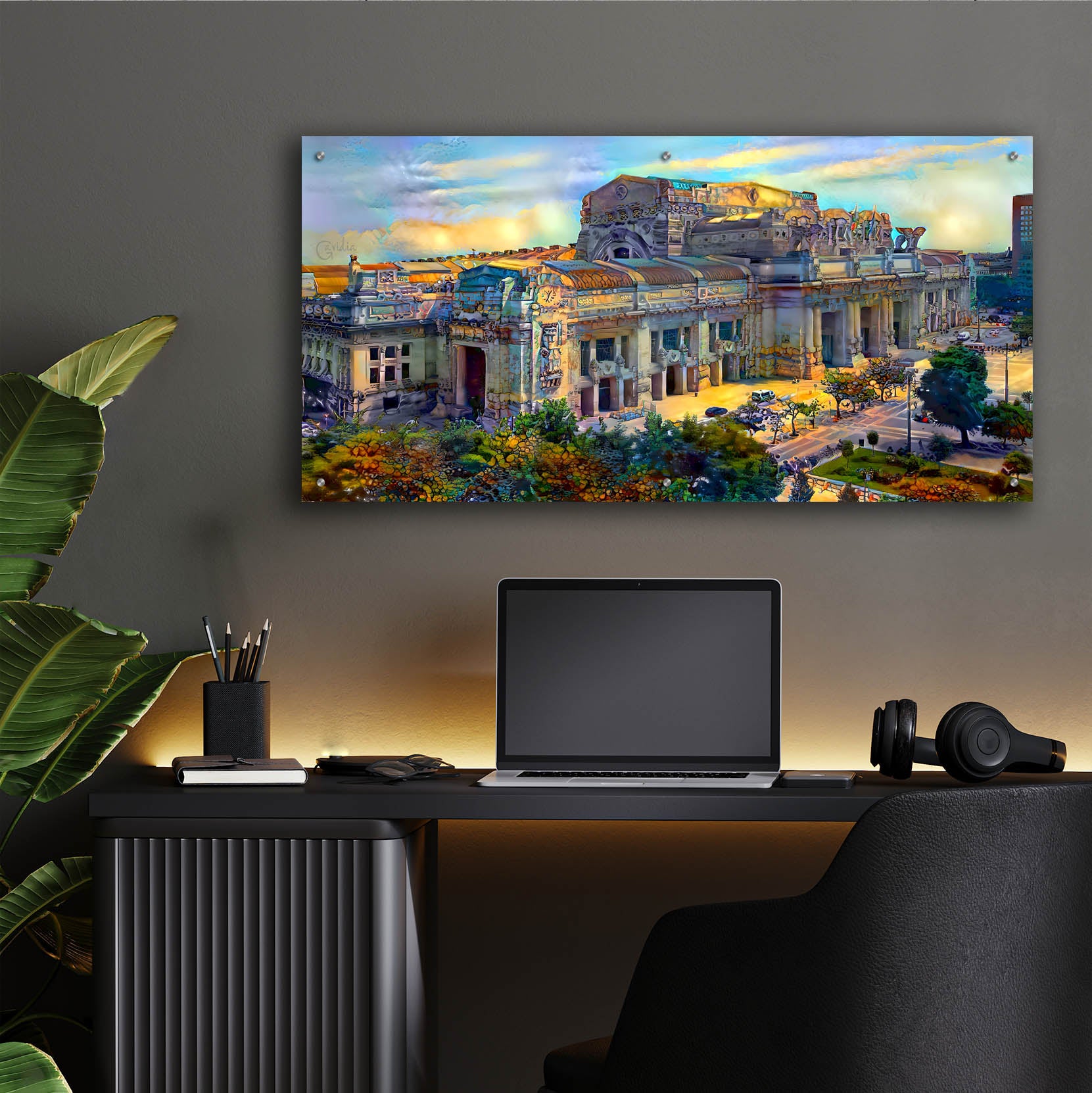 Epic Art 'Milan Italy Central Station' by Pedro Gavidia, Acrylic Glass Wall Art,48x24