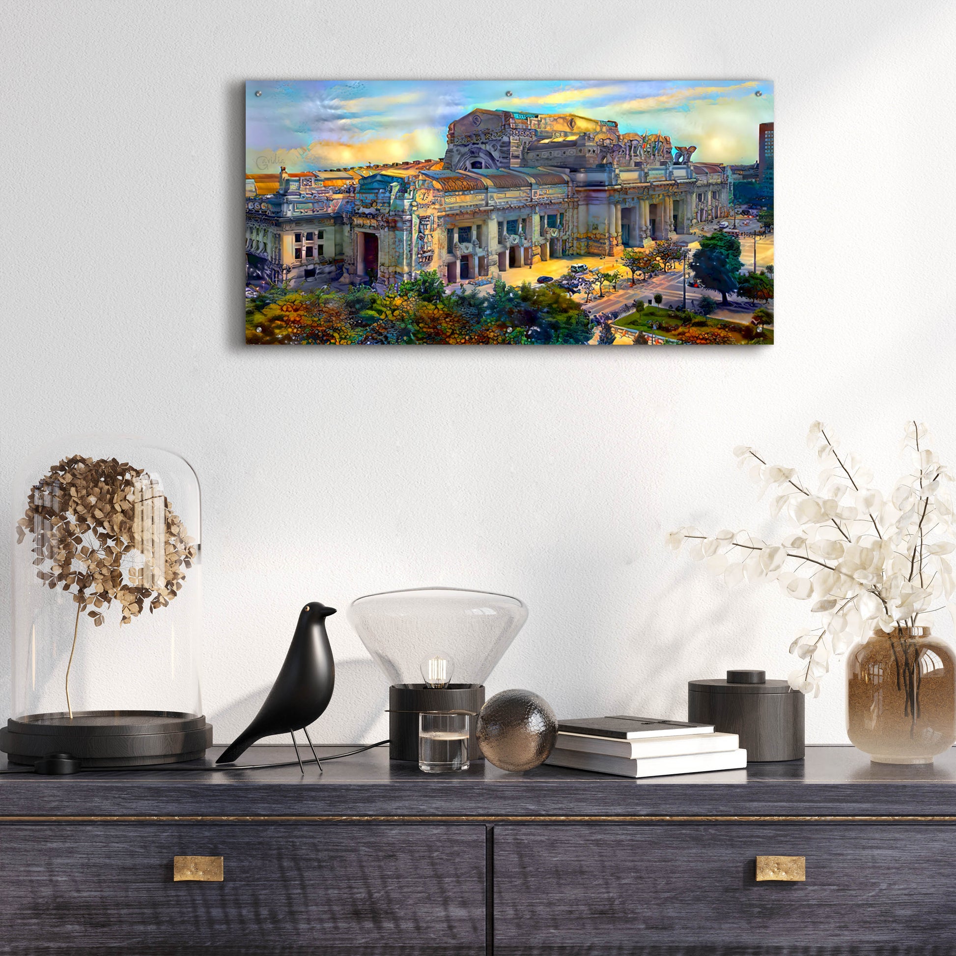 Epic Art 'Milan Italy Central Station' by Pedro Gavidia, Acrylic Glass Wall Art,48x24