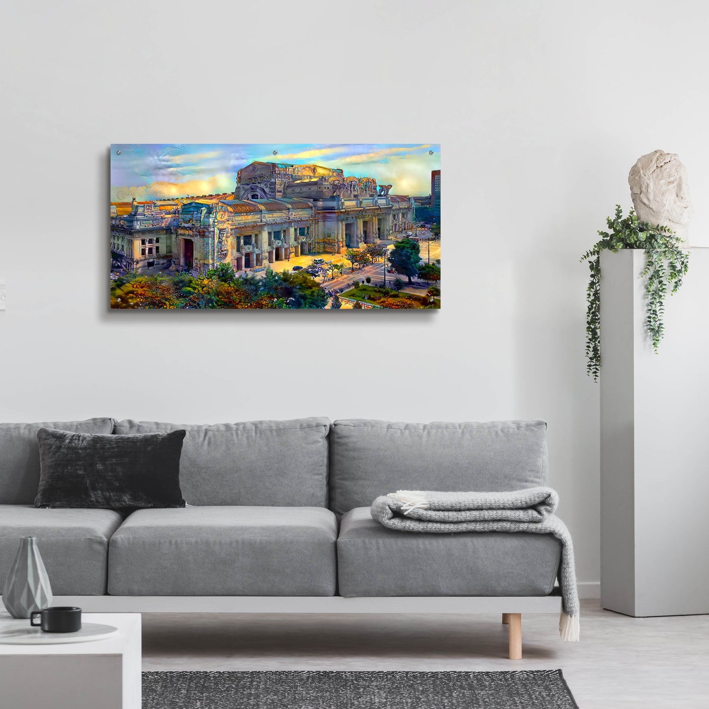 Epic Art 'Milan Italy Central Station' by Pedro Gavidia, Acrylic Glass Wall Art,48x24